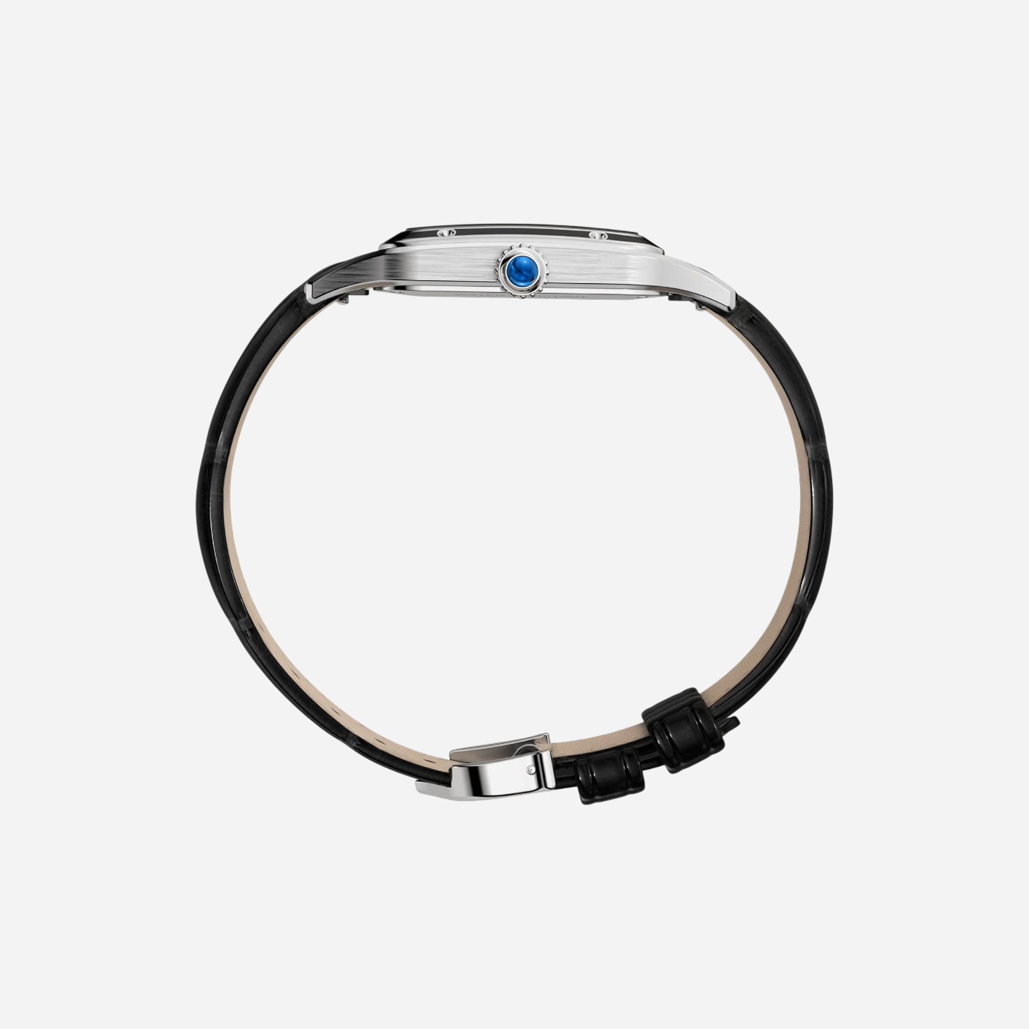 Cartier Santos Dumont Black Dial Leather Strap Watch - WSSA0046
