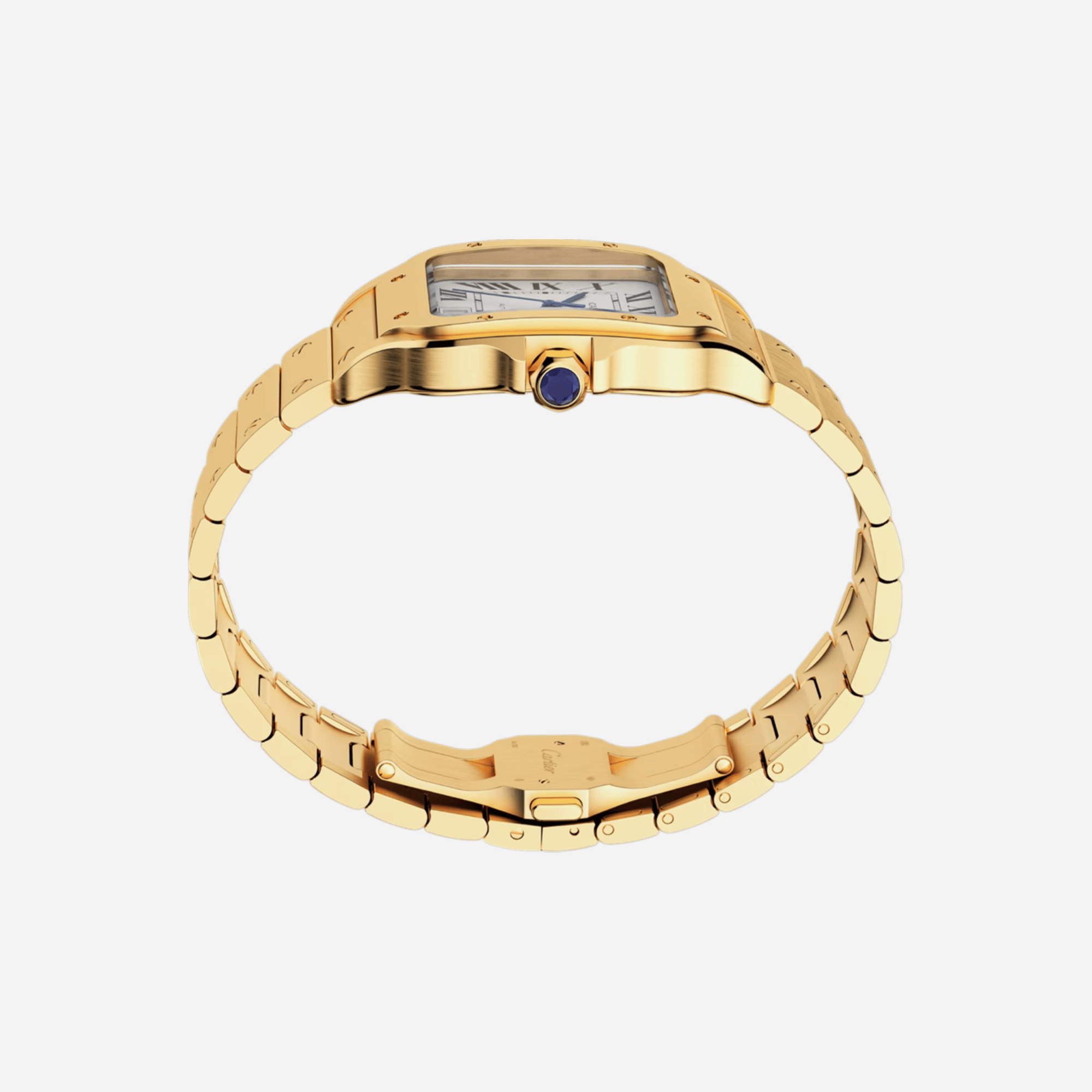 Cartier Santos De Cartier White Dial Yellow Gold Strap Watch - WGSA0029
