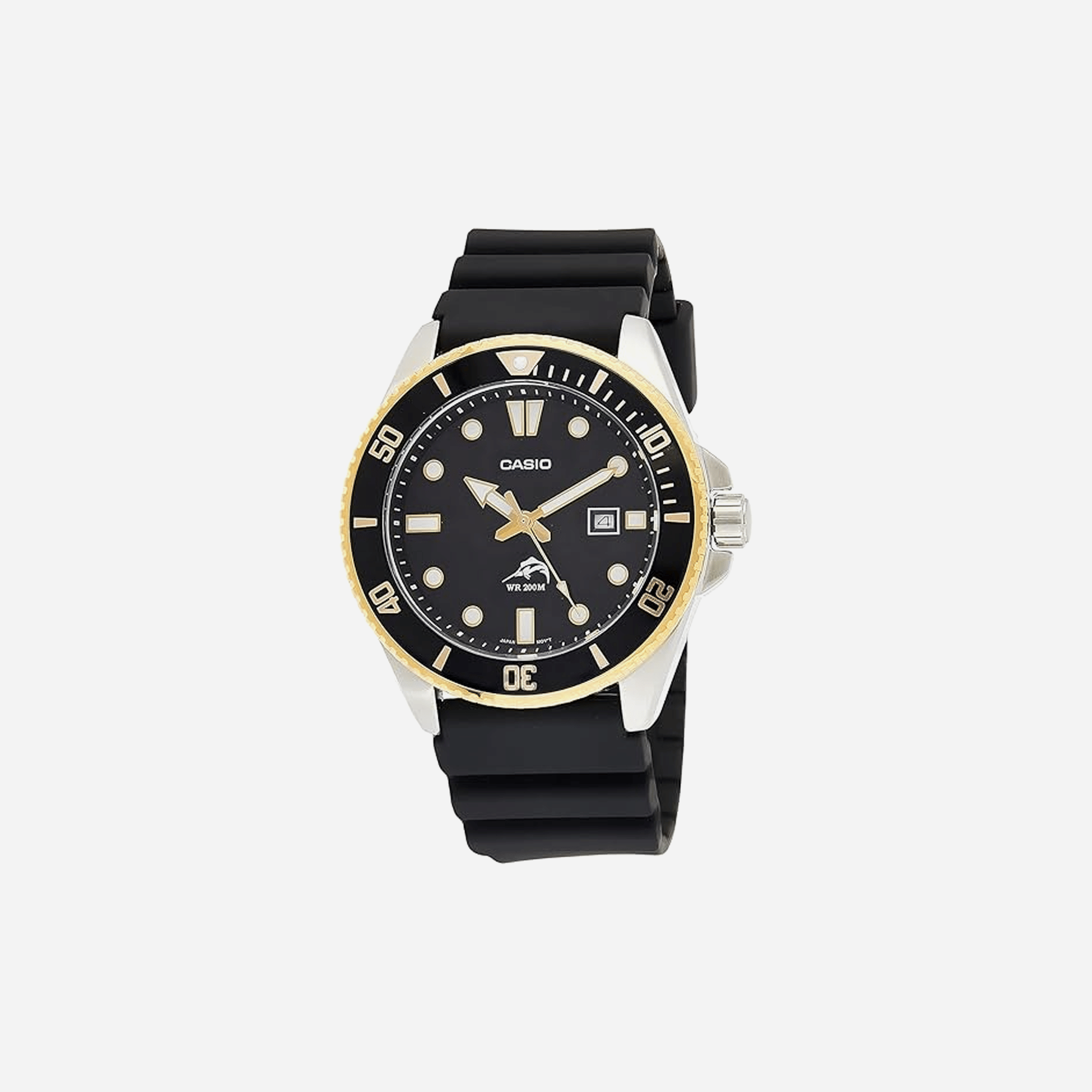 Casio MDV-106G-1AVCF Series Black Dial Black-Gold Case Resin Band Analog Watch