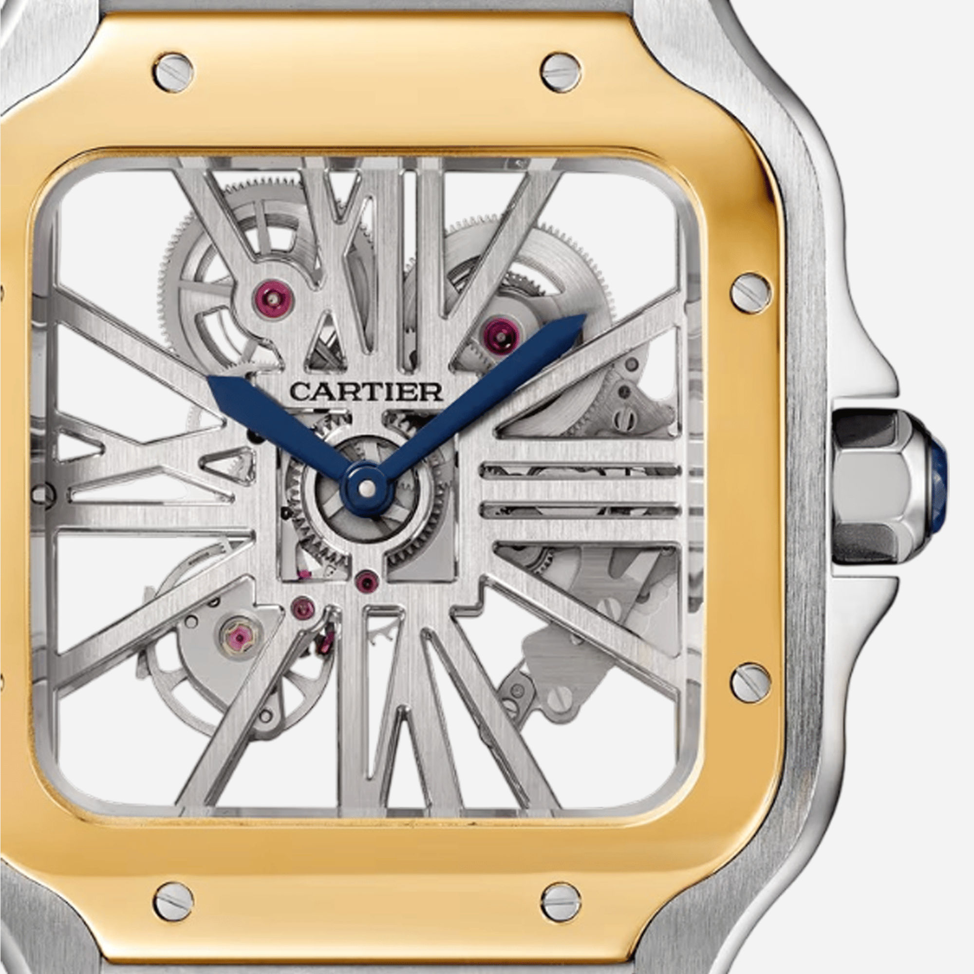 Cartier Santos De Cartier Skeleton Dial And Steel Strap Watch - WHSA0019