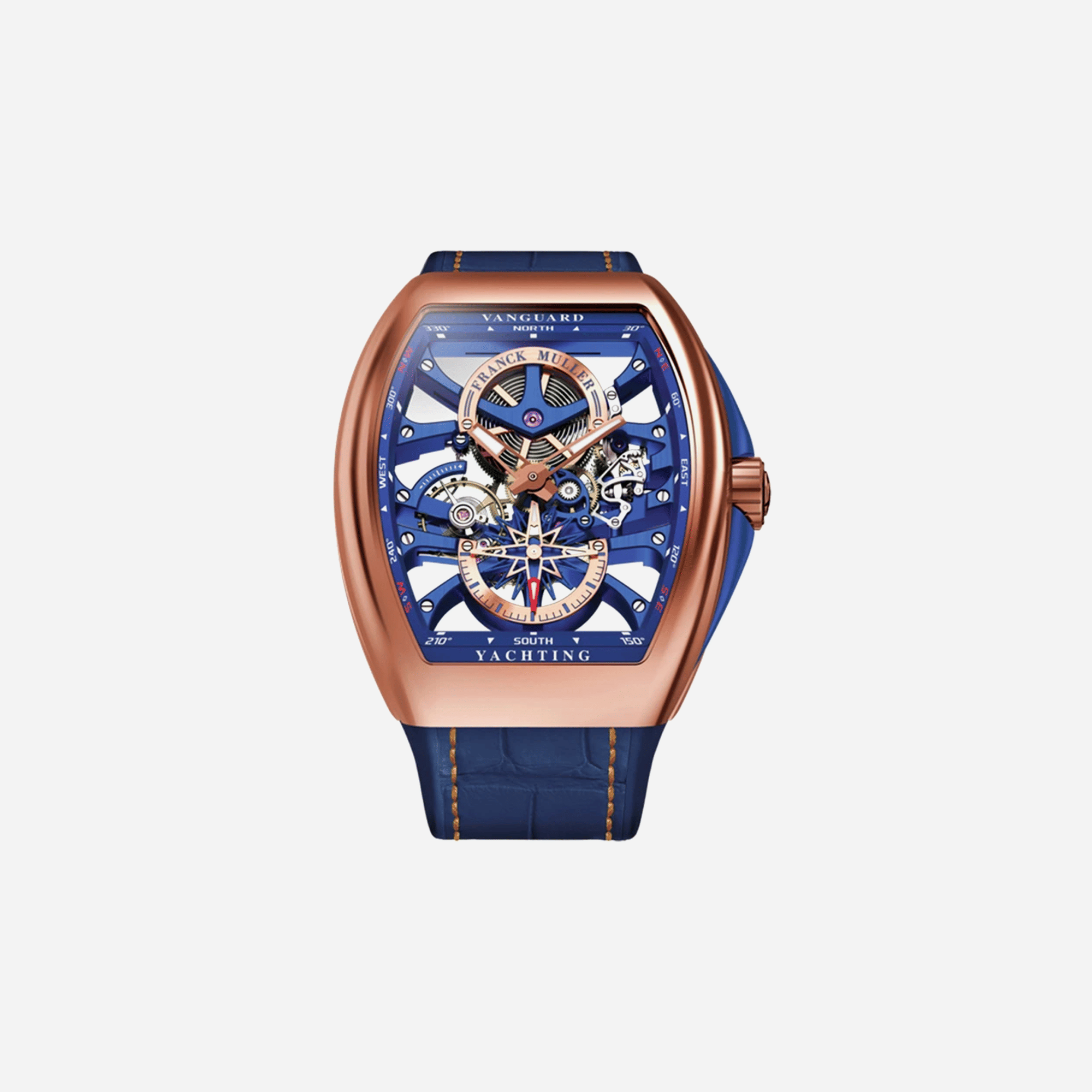 Franck Muller Vanguard Skeleton Dial Nylon Fabric Strap Watch - V 45 S6 SQT ANCRE YACHT (BL) 5N