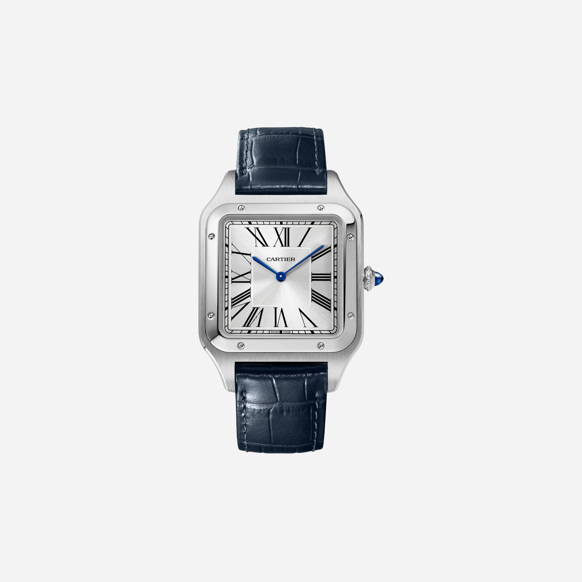 Cartier Santos Dumont Silver Dial Leather Strap Watch - WSSA0032