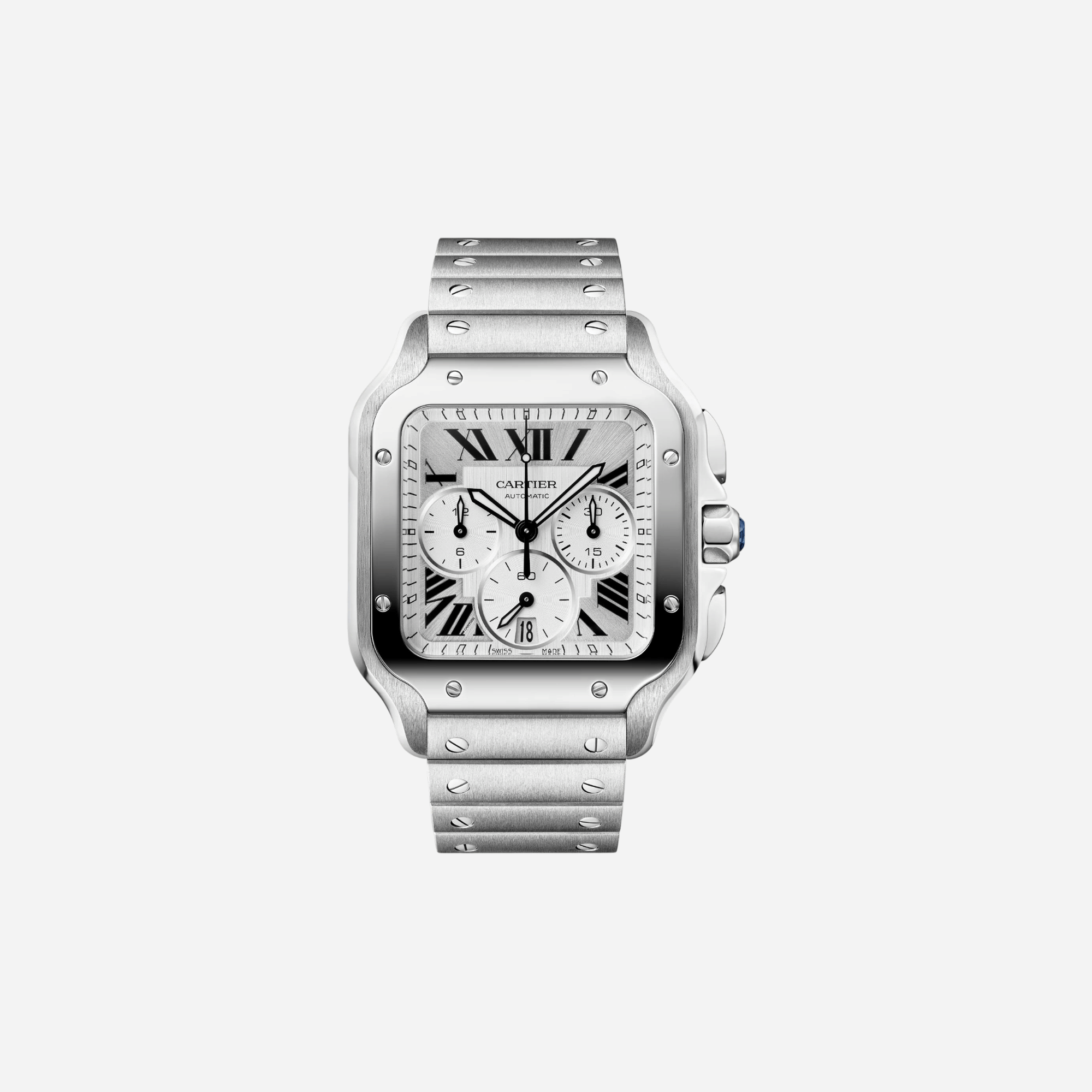 Cartier Santos De Cartier Silver Dial Steel Strap Watch - WSSA0083