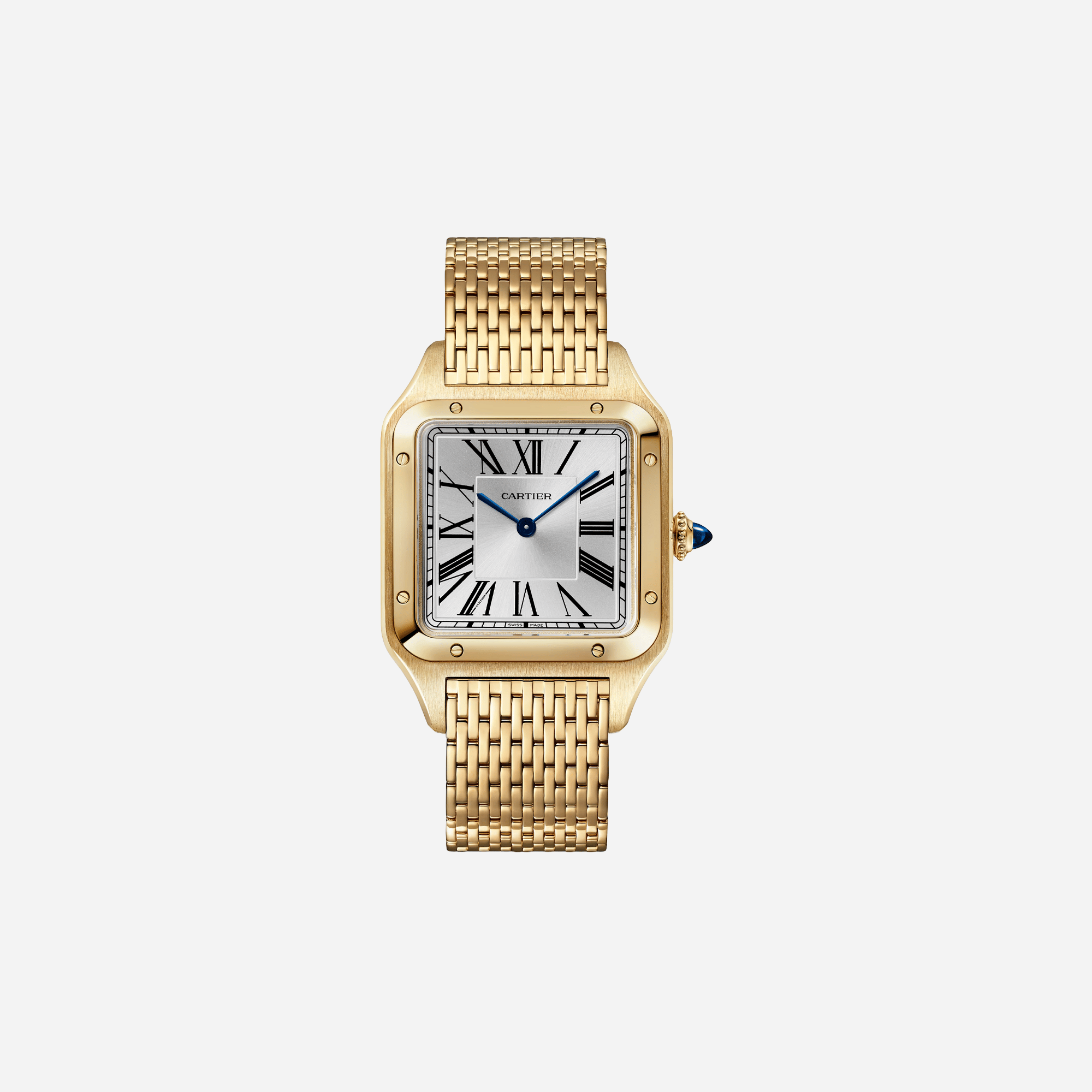 Cartier Santos Dumont Silver Dial Yellow Gold Strap Watch - WGSA0122