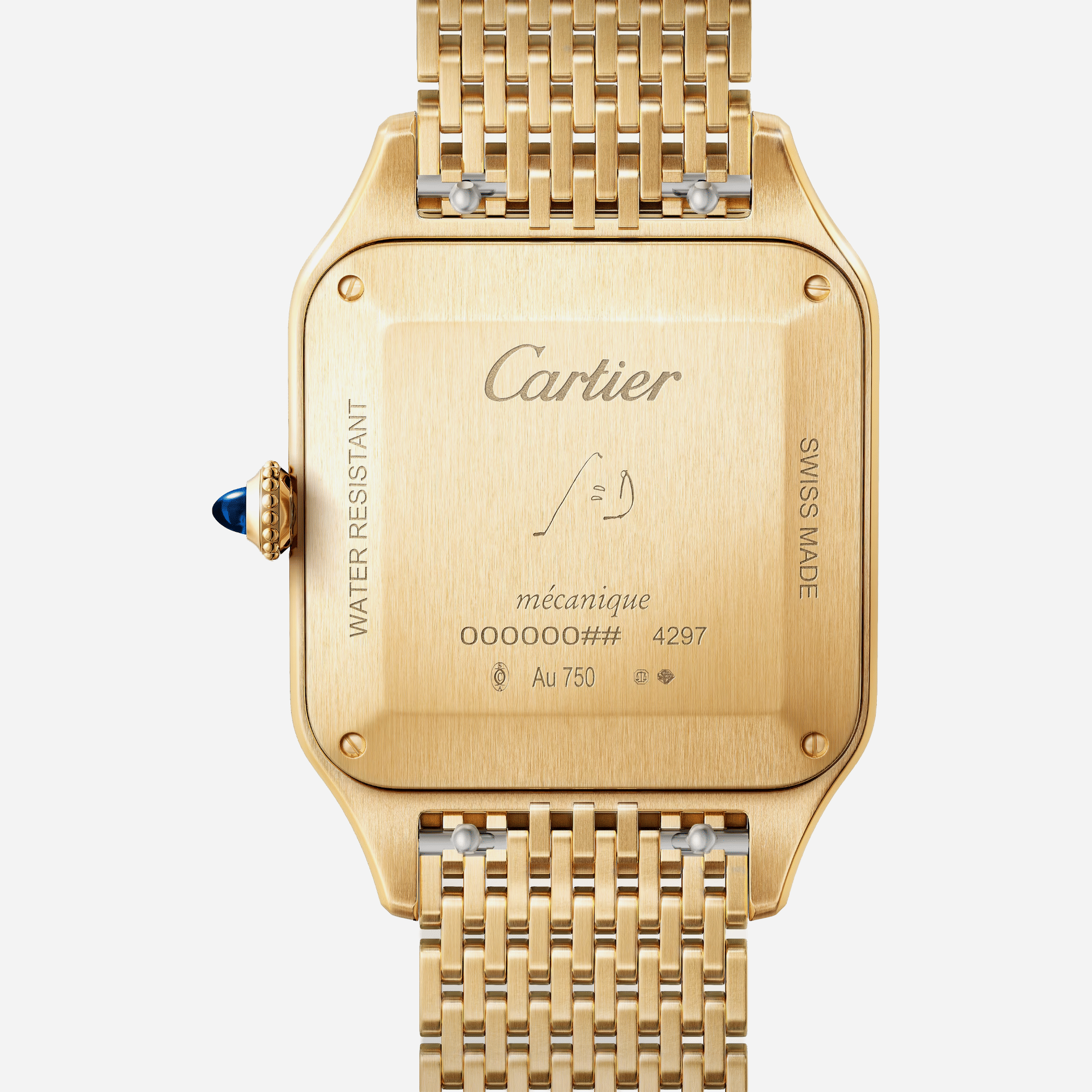 Cartier Santos Dumont Silver Dial Yellow Gold Strap Watch - WGSA0122