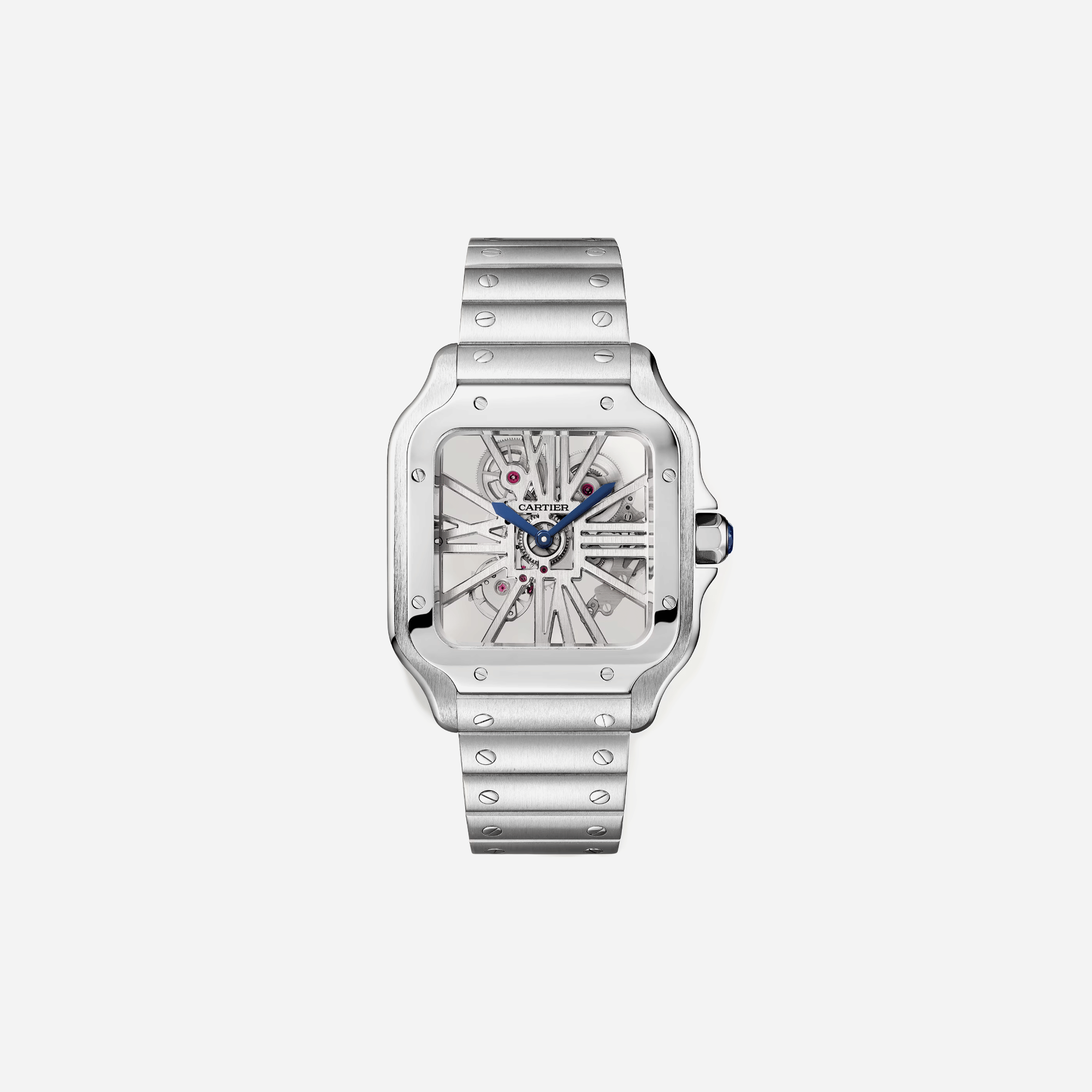 Cartier Santos De Cartier Skeleton Dial Steel Strap Watch - WHSA0015