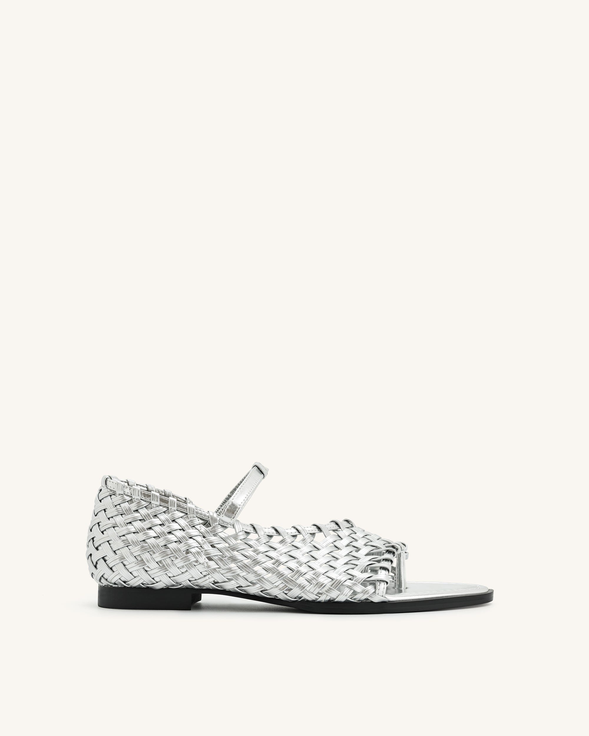Jw Pei Jocelyn Weave Strap Flip Flops Silver