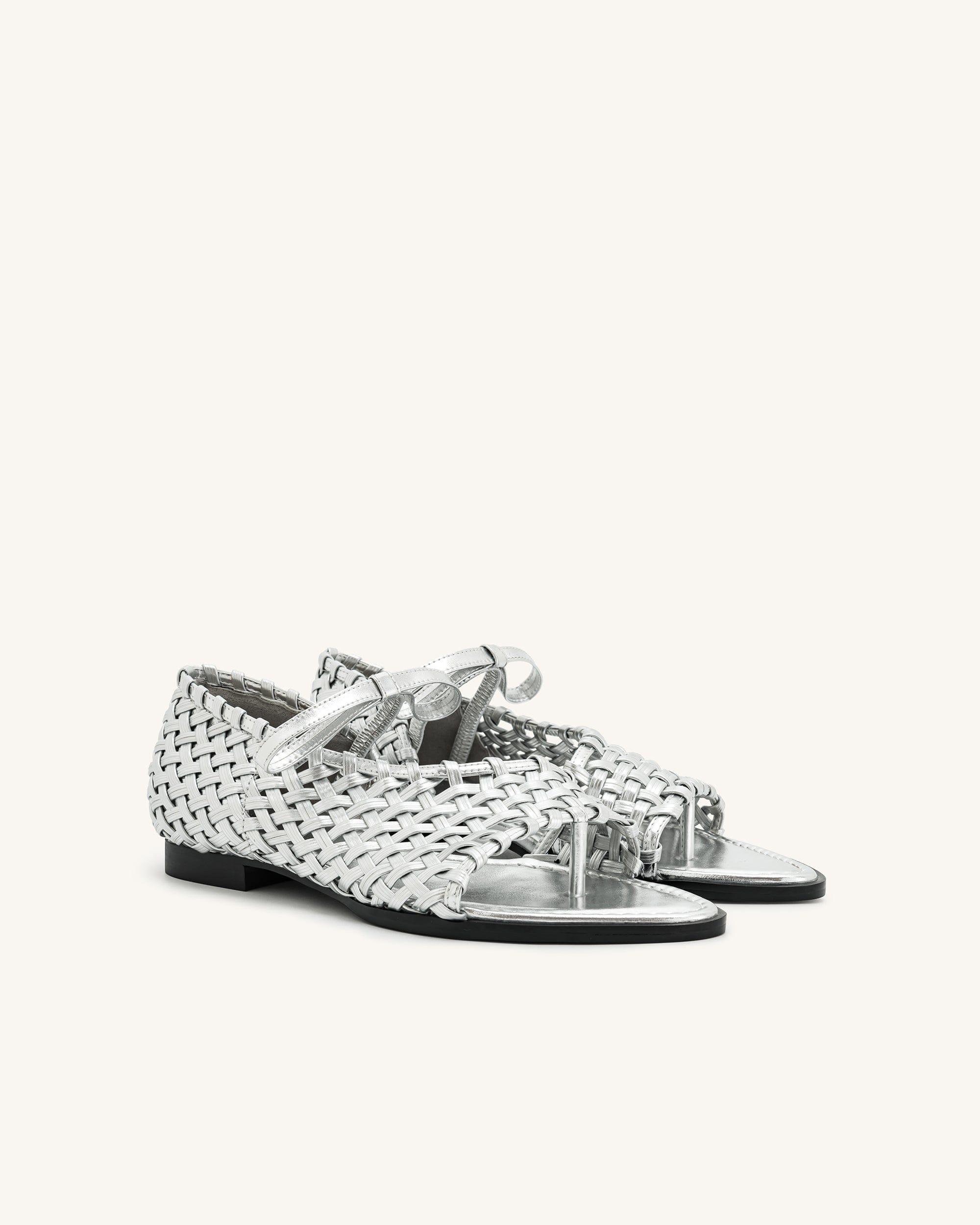 Jw Pei Jocelyn Weave Strap Flip Flops Silver