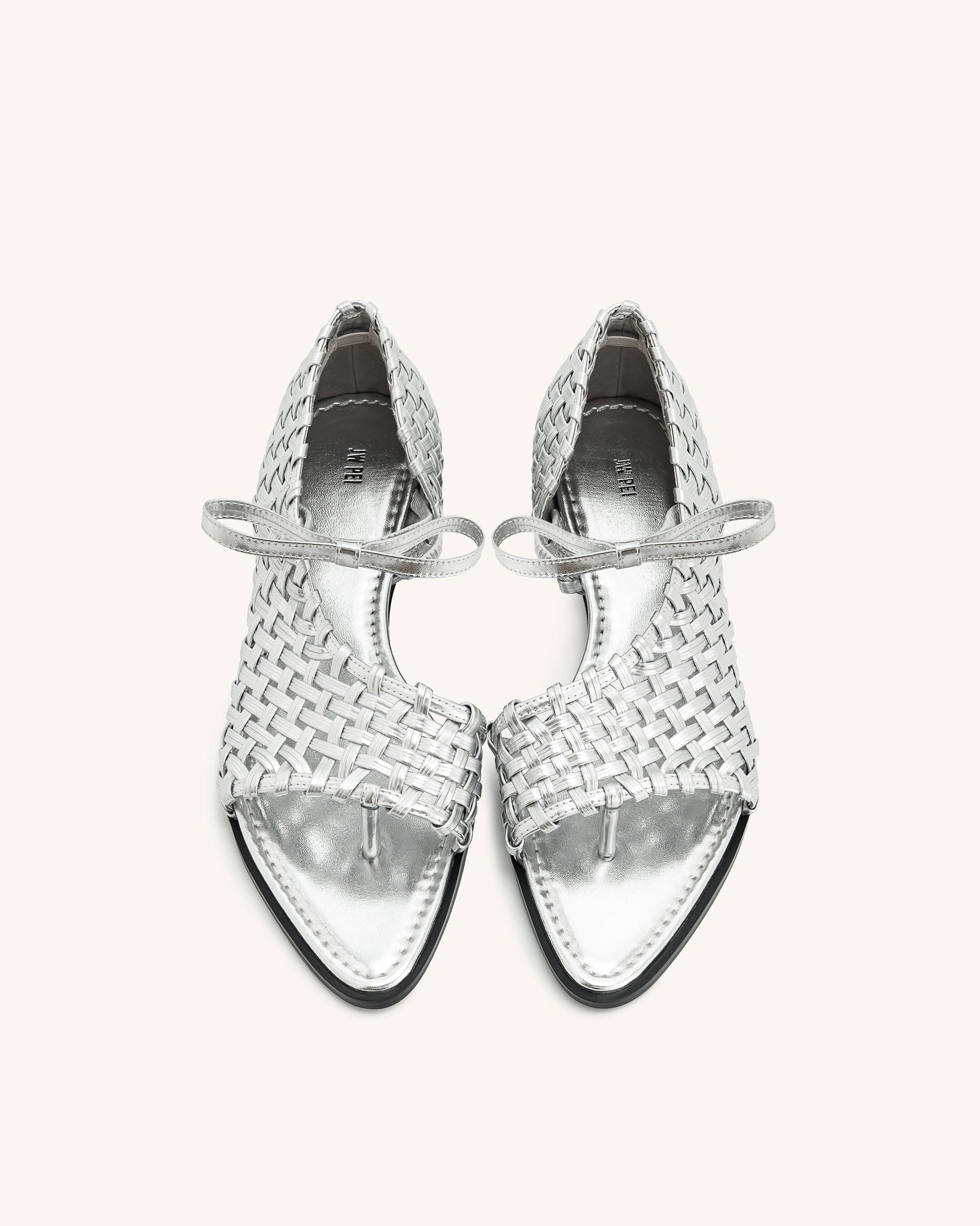 Jw Pei Jocelyn Weave Strap Flip Flops Silver