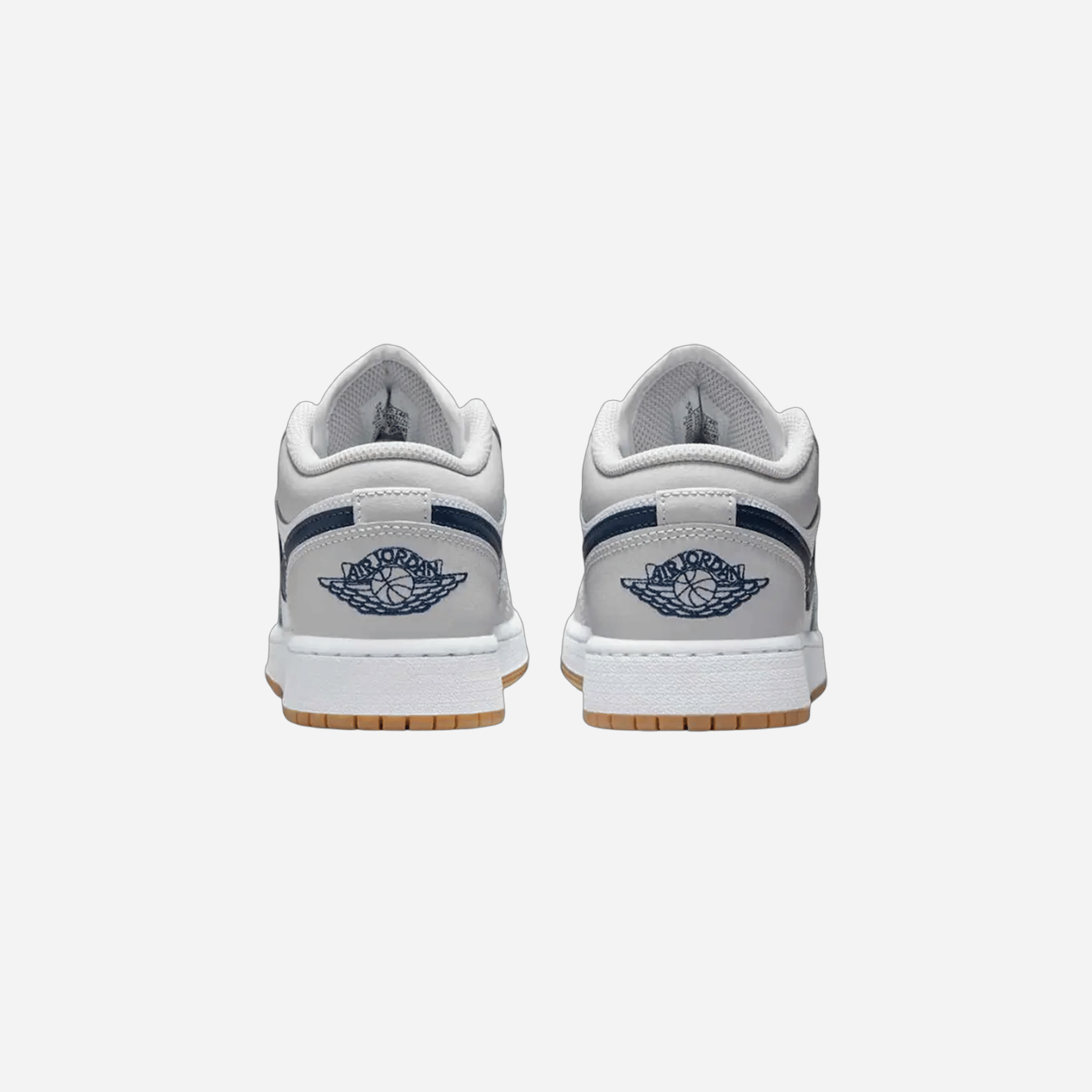 Jordan 1 Low White Neutral Grey Gum Midnight Navy Gs