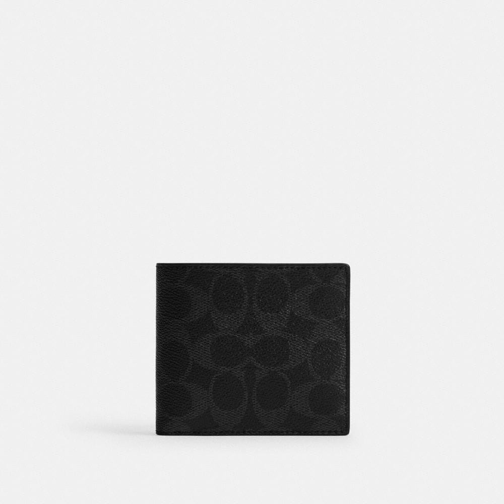 Coach Coin Wallet In Signature Canvas Black Signature