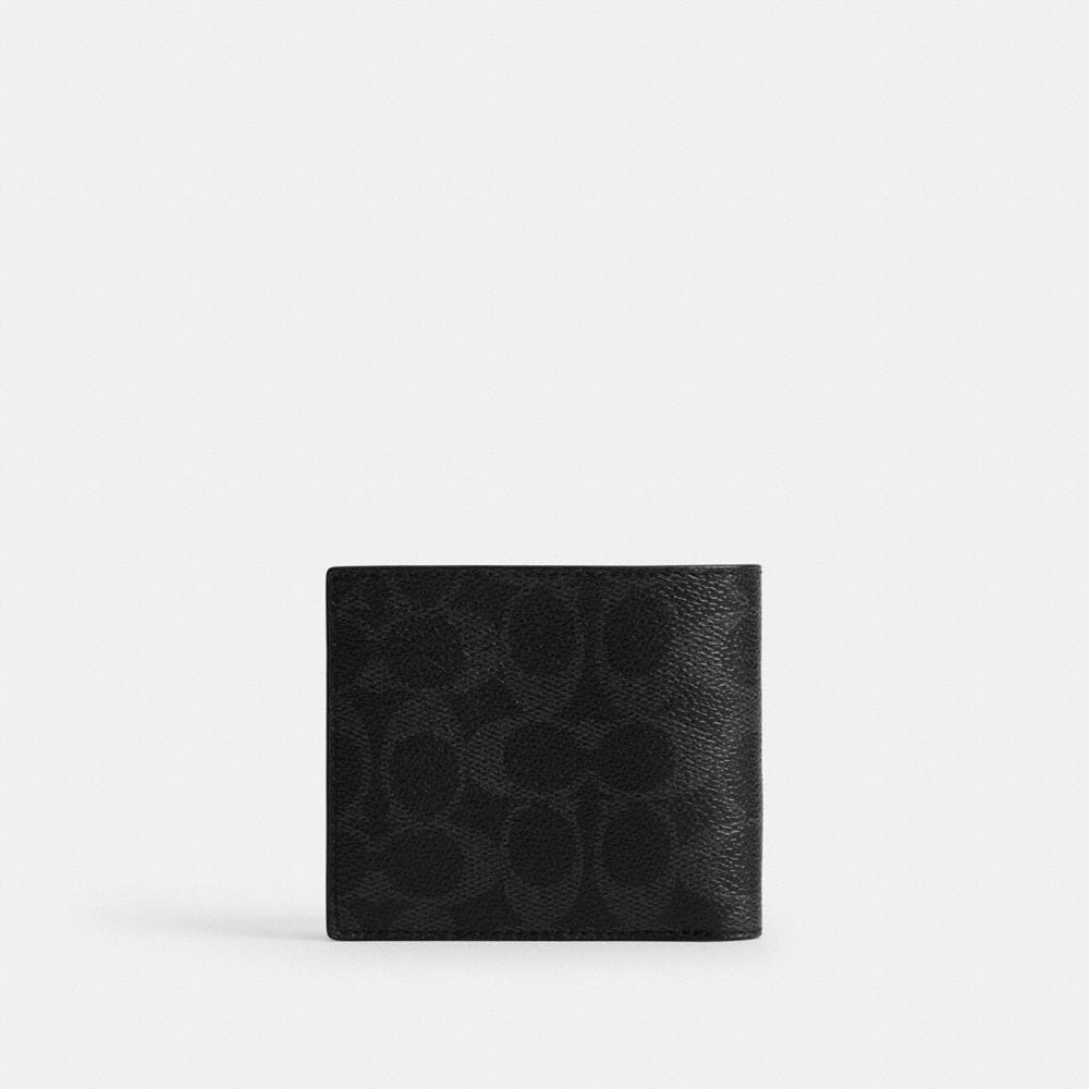 Coach Coin Wallet In Signature Canvas Black Signature