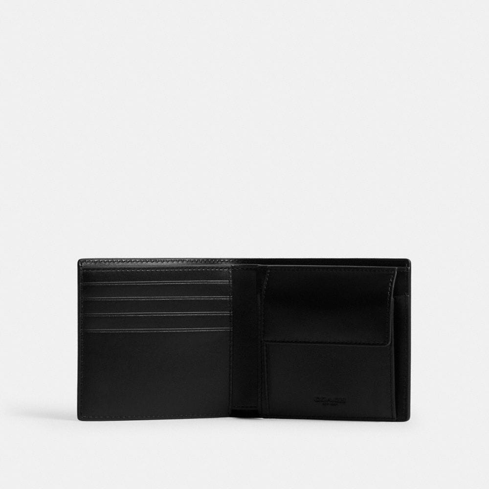Coach Coin Wallet In Signature Canvas Black Signature