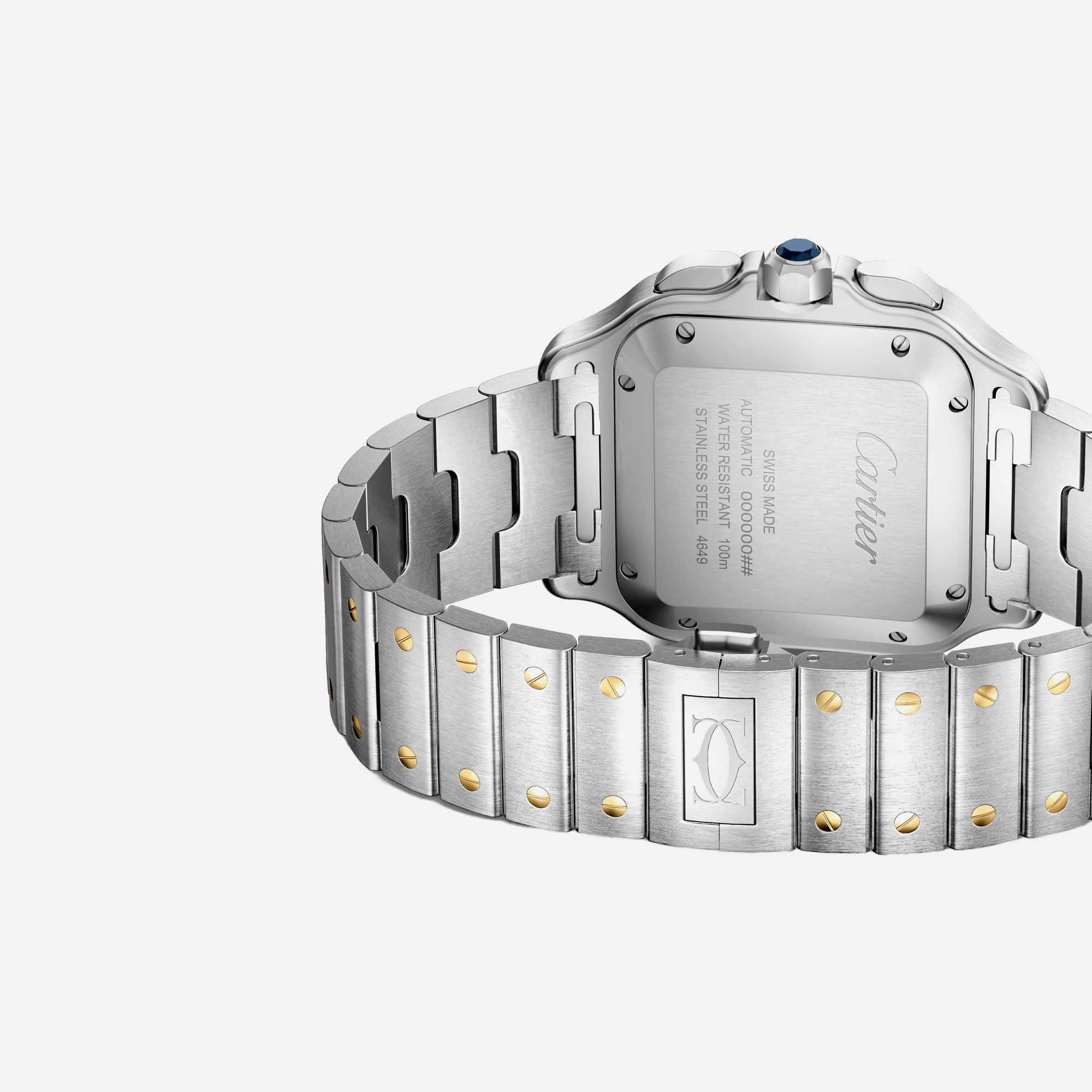 Cartier Santos De Cartier Silver Dial Gold And Steel Strap Watch - W2SA0035