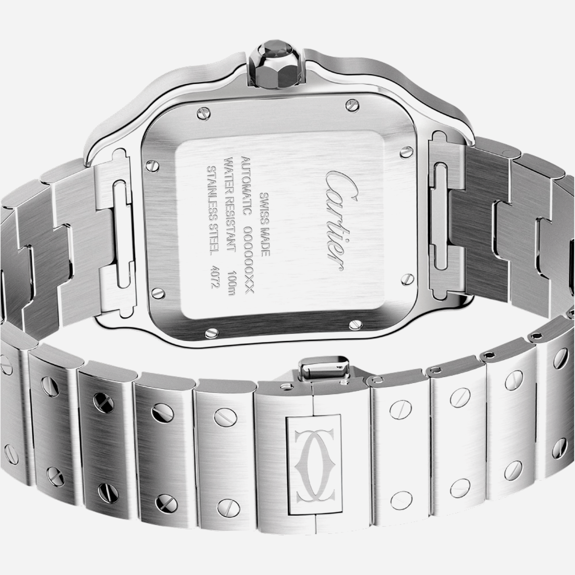Cartier Santos De Cartier Gray Dial Steel Strap Watch - WSSA0037