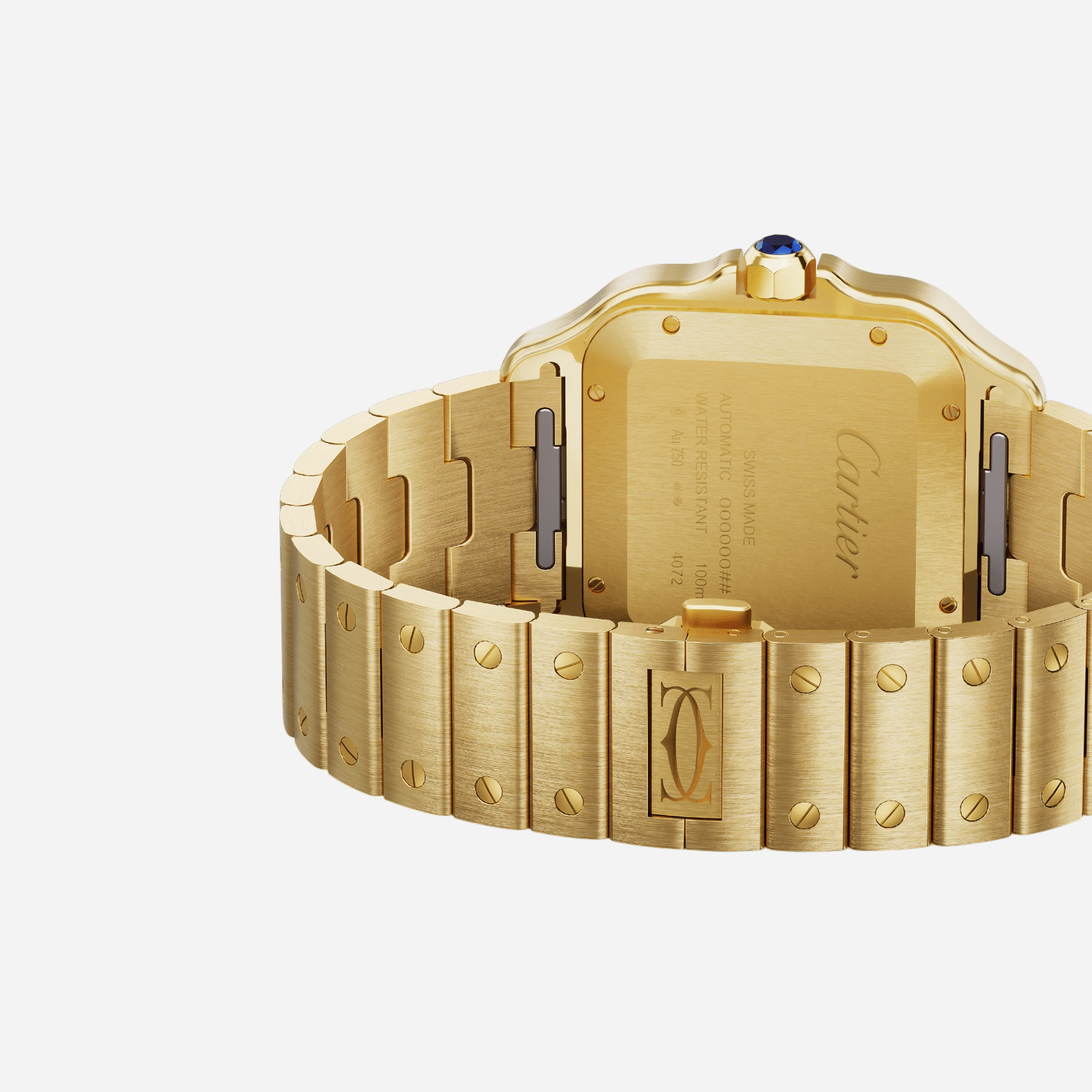 Cartier Santos De Cartier Brown Dial Yellow Gold Strap Watch - WGSA0095