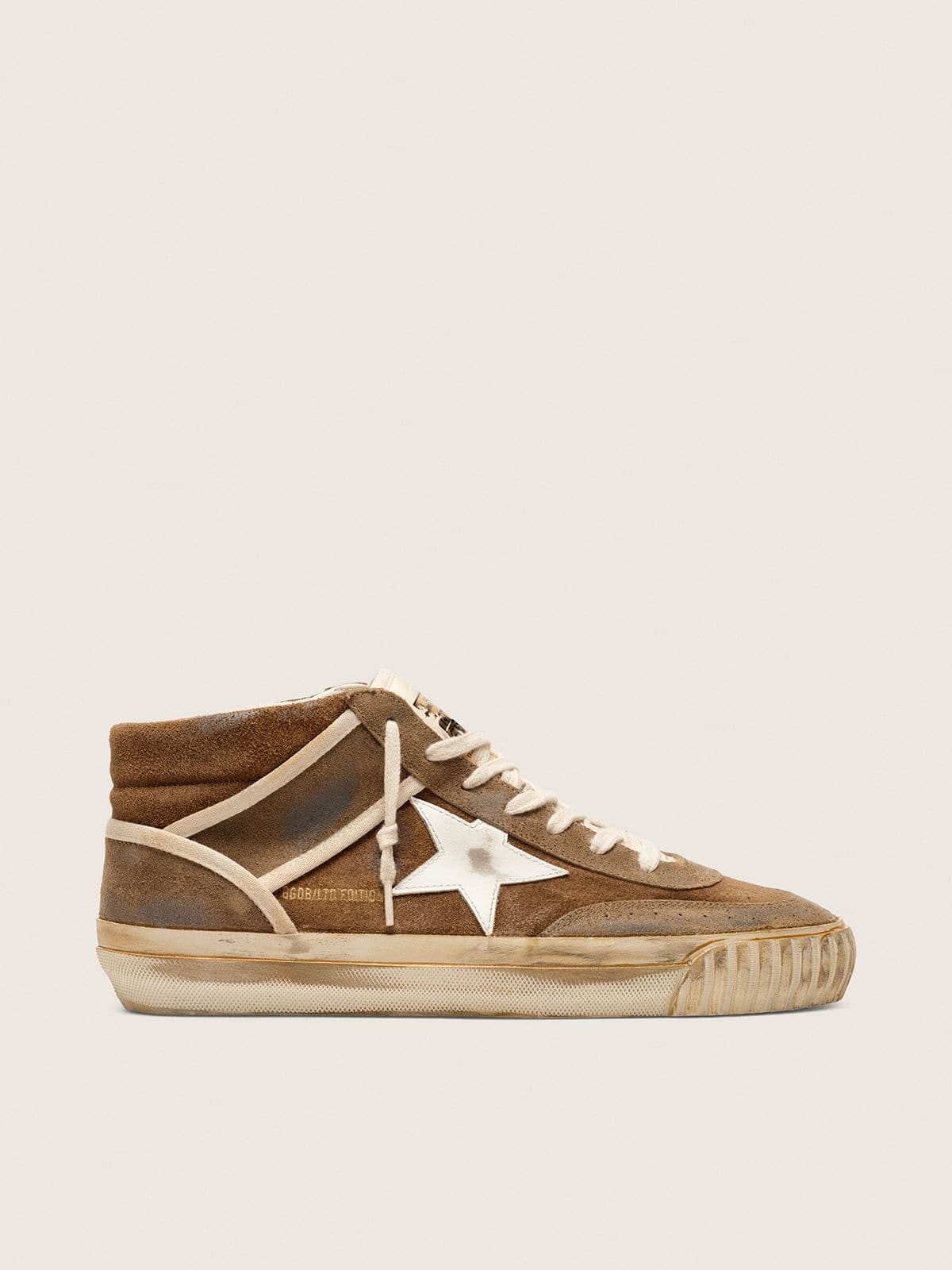 Golden Goose Mens Mid Star Lab In Rust-Colored Suede With White Leather Star Mens