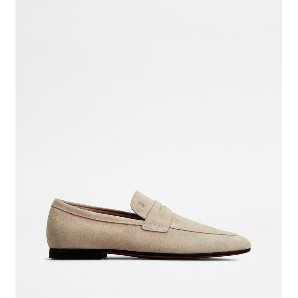 Tods Loafers In Suede Beige Mens