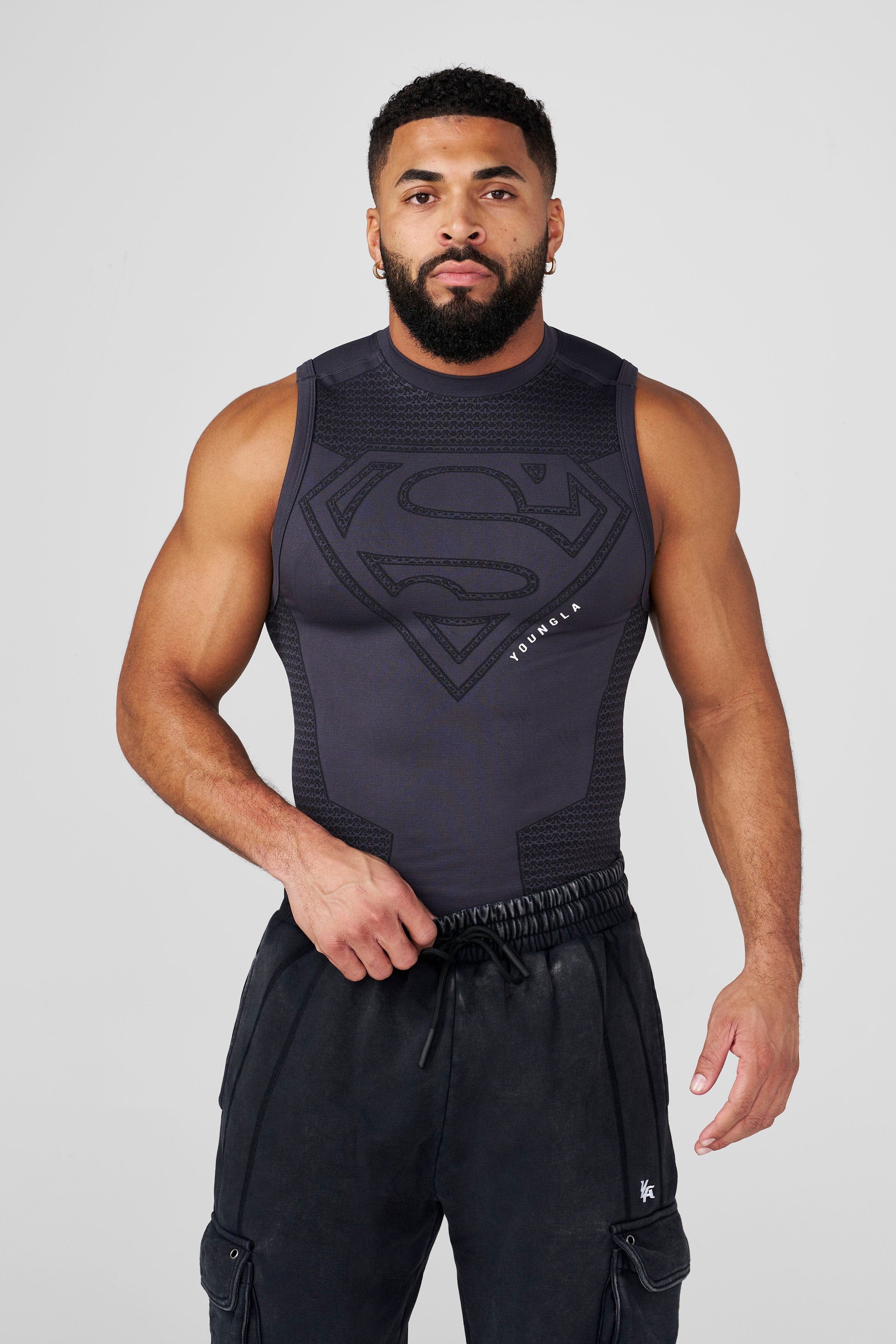 YoungLA 3047 Superman Compression Tanks Charcoal