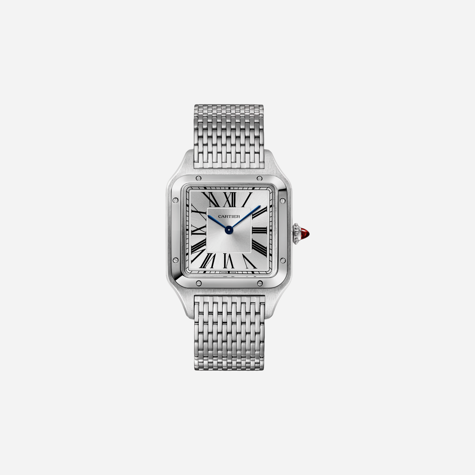 Cartier Santos Dumont Silver Dial Steel Strap Watch - WGSA0124