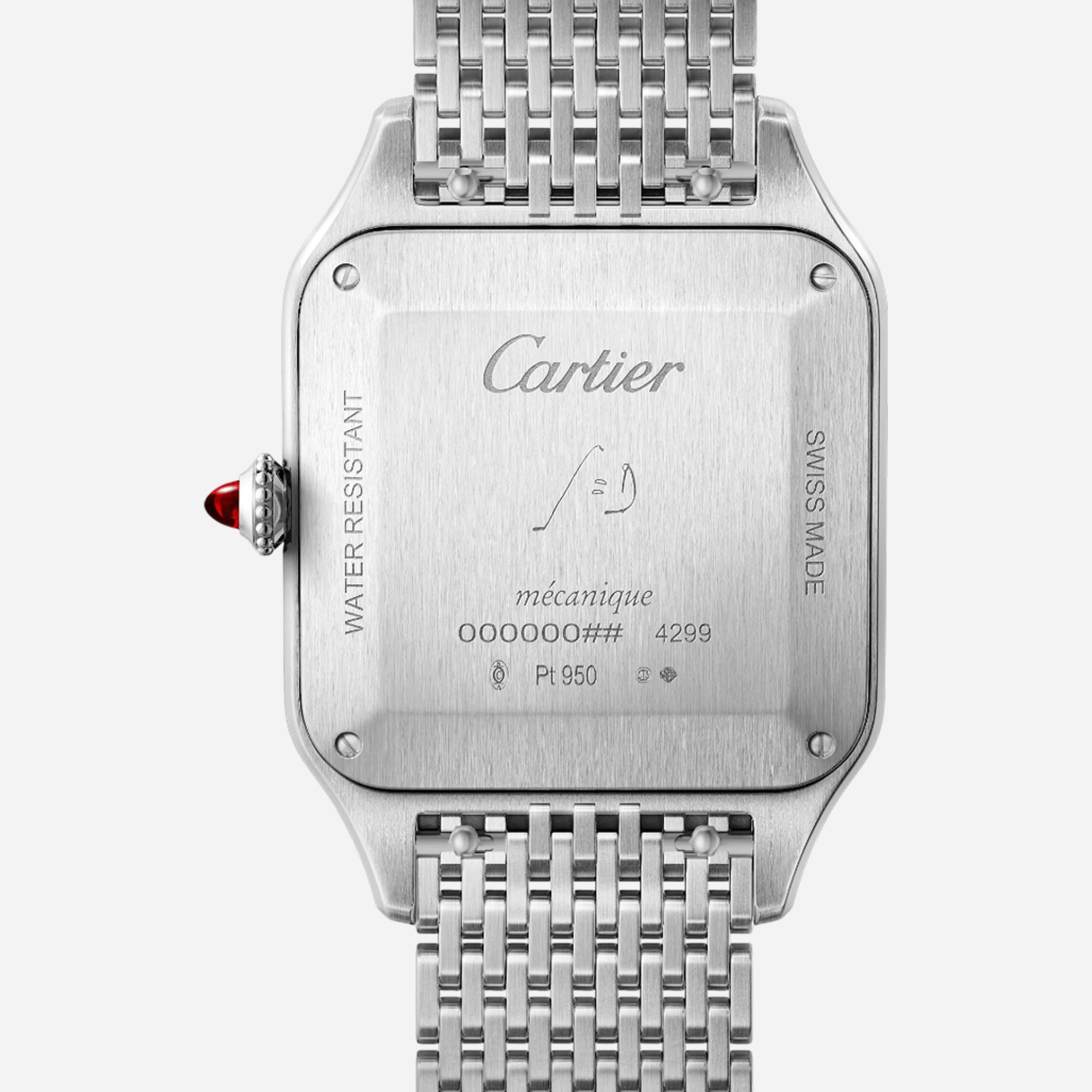 Cartier Santos Dumont Silver Dial Steel Strap Watch - WGSA0124