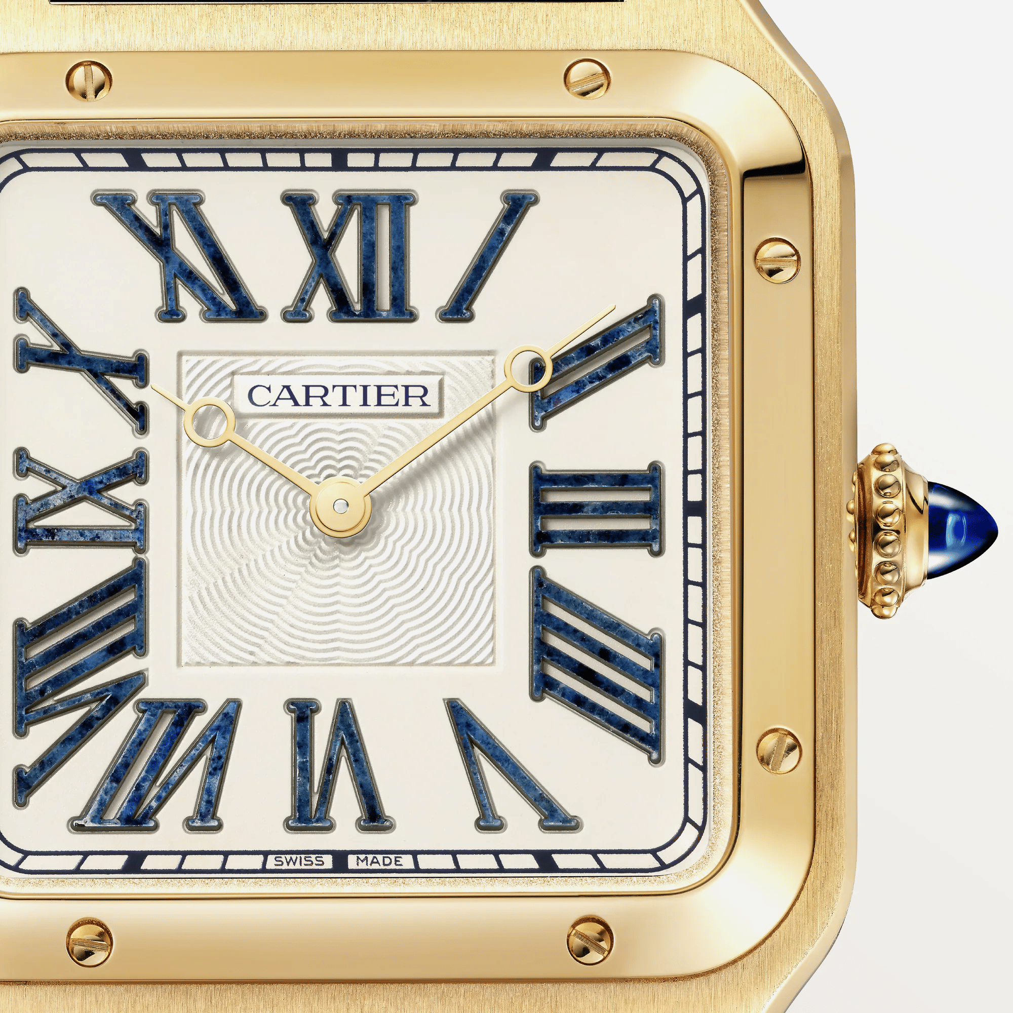Cartier Santos Dumont White Dial Navy Leather Strap Watch - WGSA0084