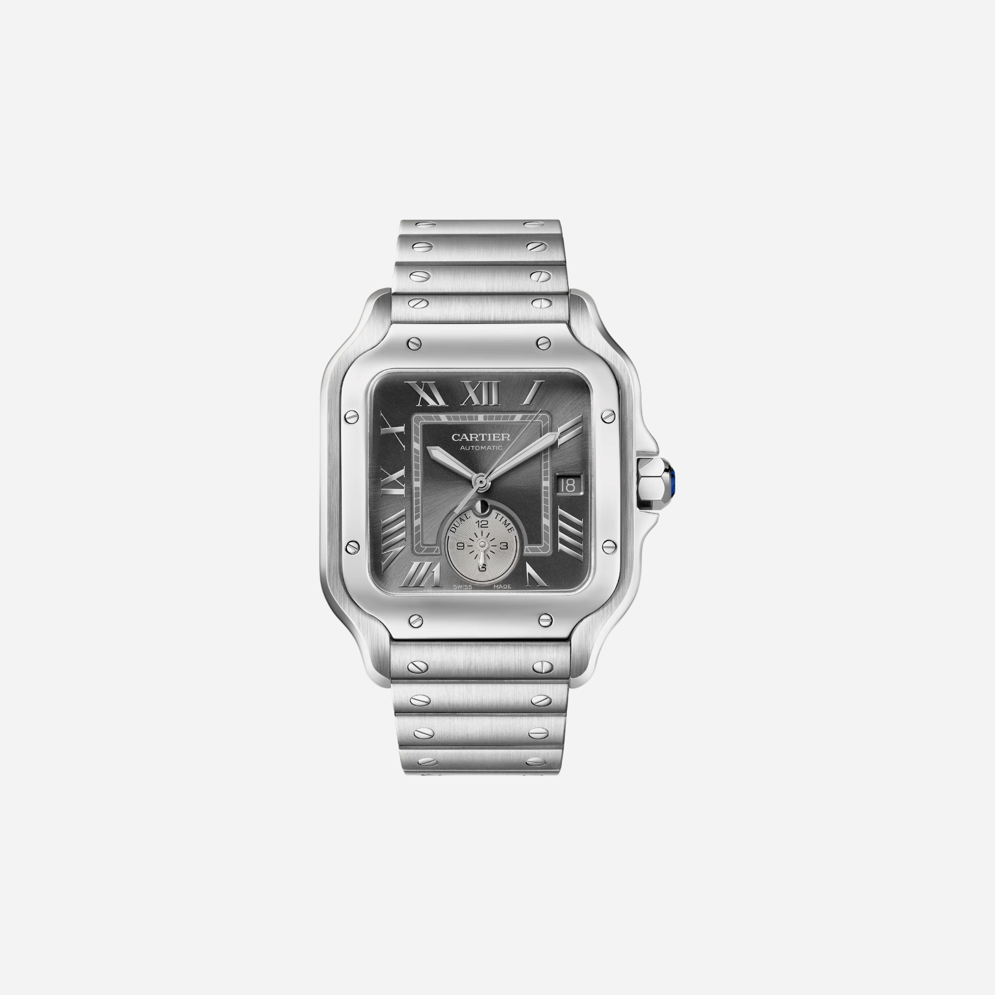 Cartier Santos De Cartier Silver Dial Steel Strap Watch - WSSA0076