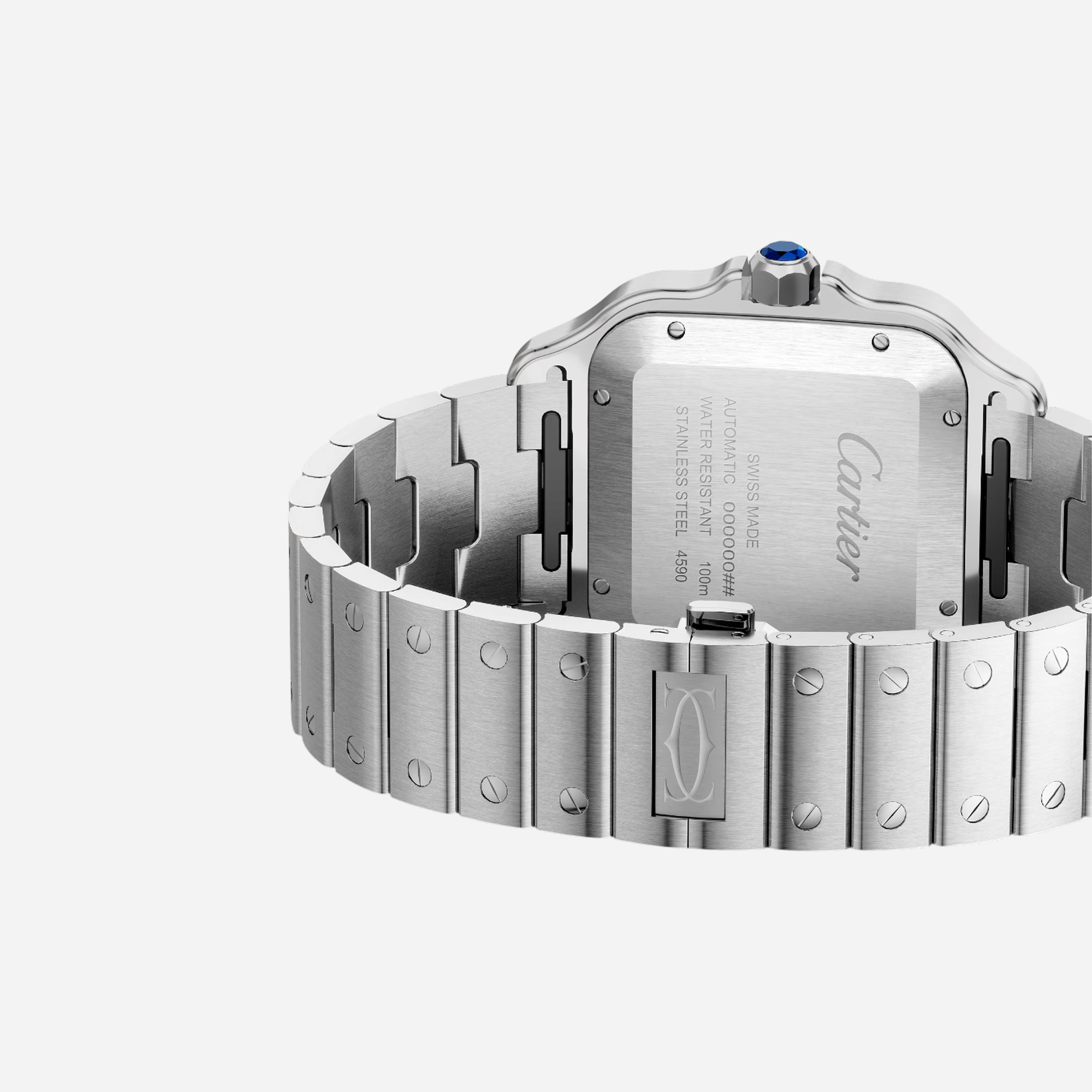 Cartier Santos De Cartier Silver Dial Steel Strap Watch - WSSA0076