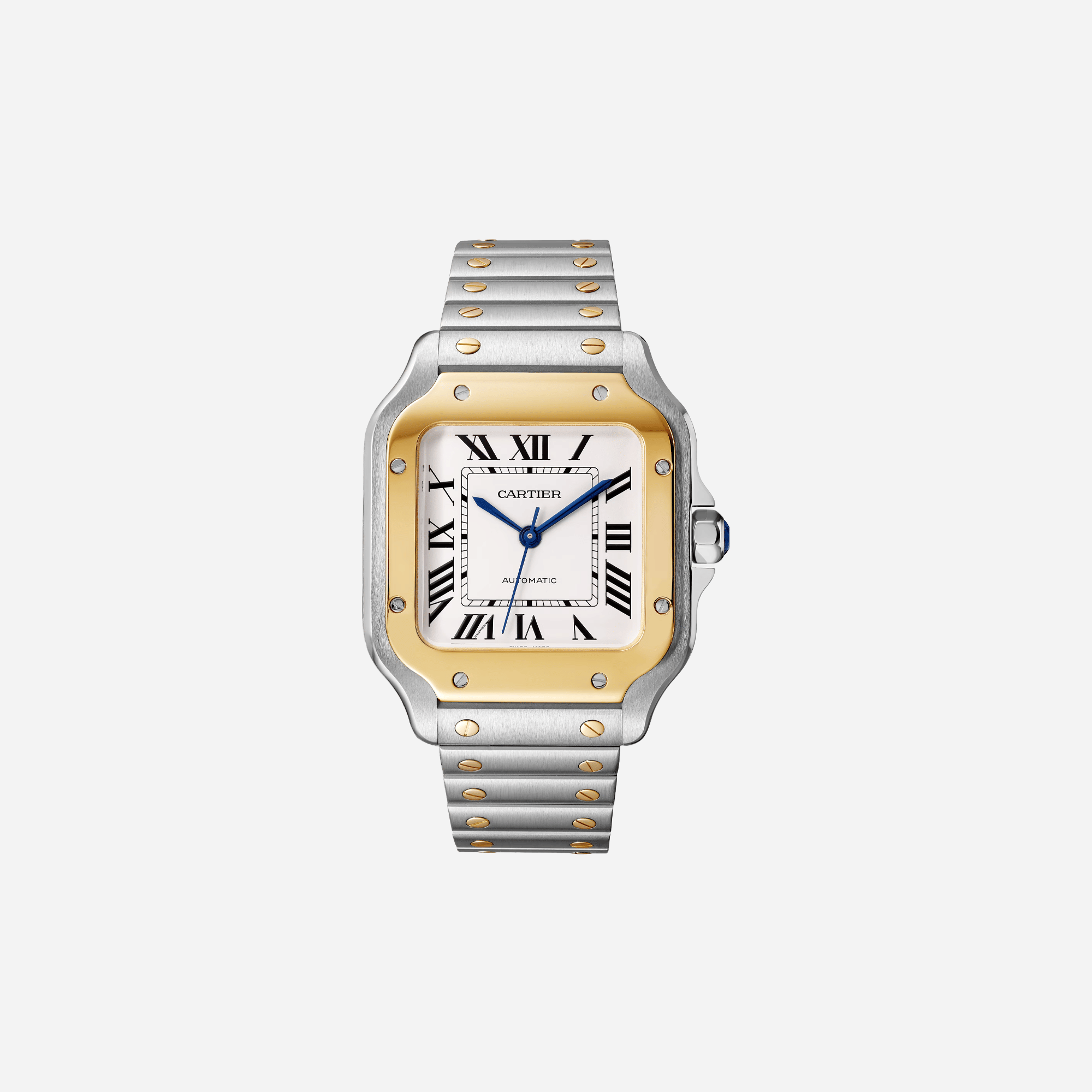 Cartier Santos De Cartier White Dial Gold And Steel Strap Watch - W2SA0016