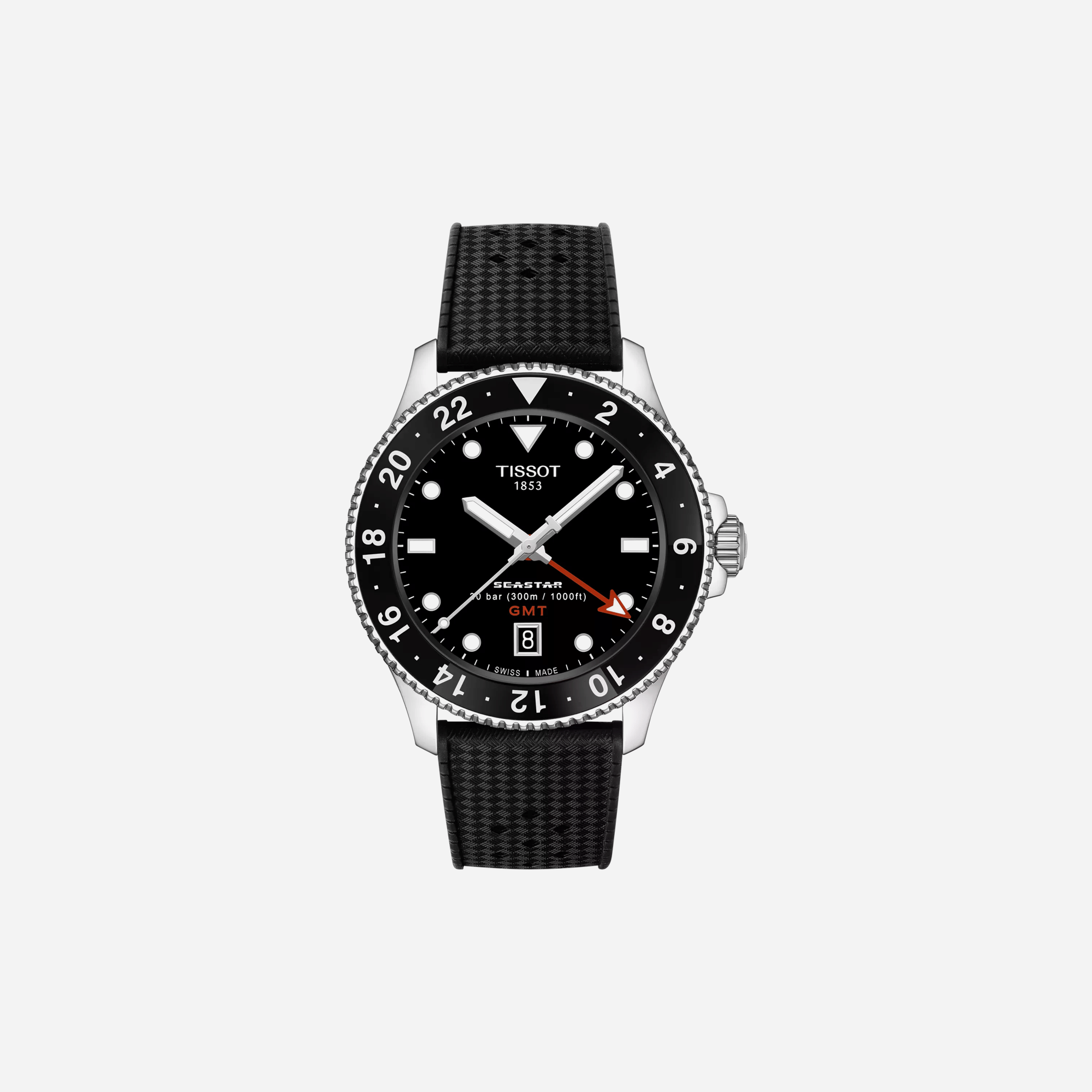 Tissot Seastar 1000 Quartz GMT Black Dial Black Synthetic Strap Watch