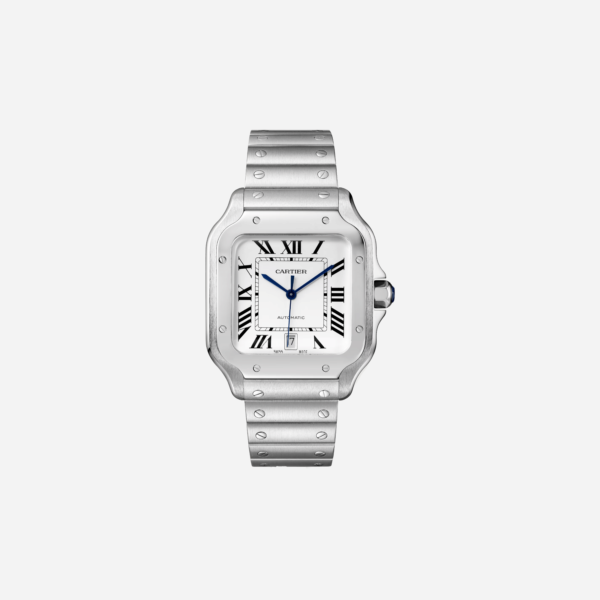 Cartier Santos De Cartier White Dial Steel Strap Watch - WSSA0018