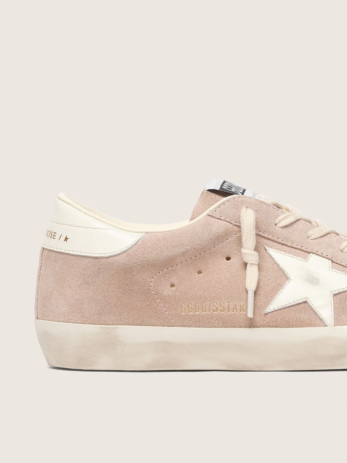 Golden Goose Womens Super-Star In Powder-Pink Suede With White Star Womens