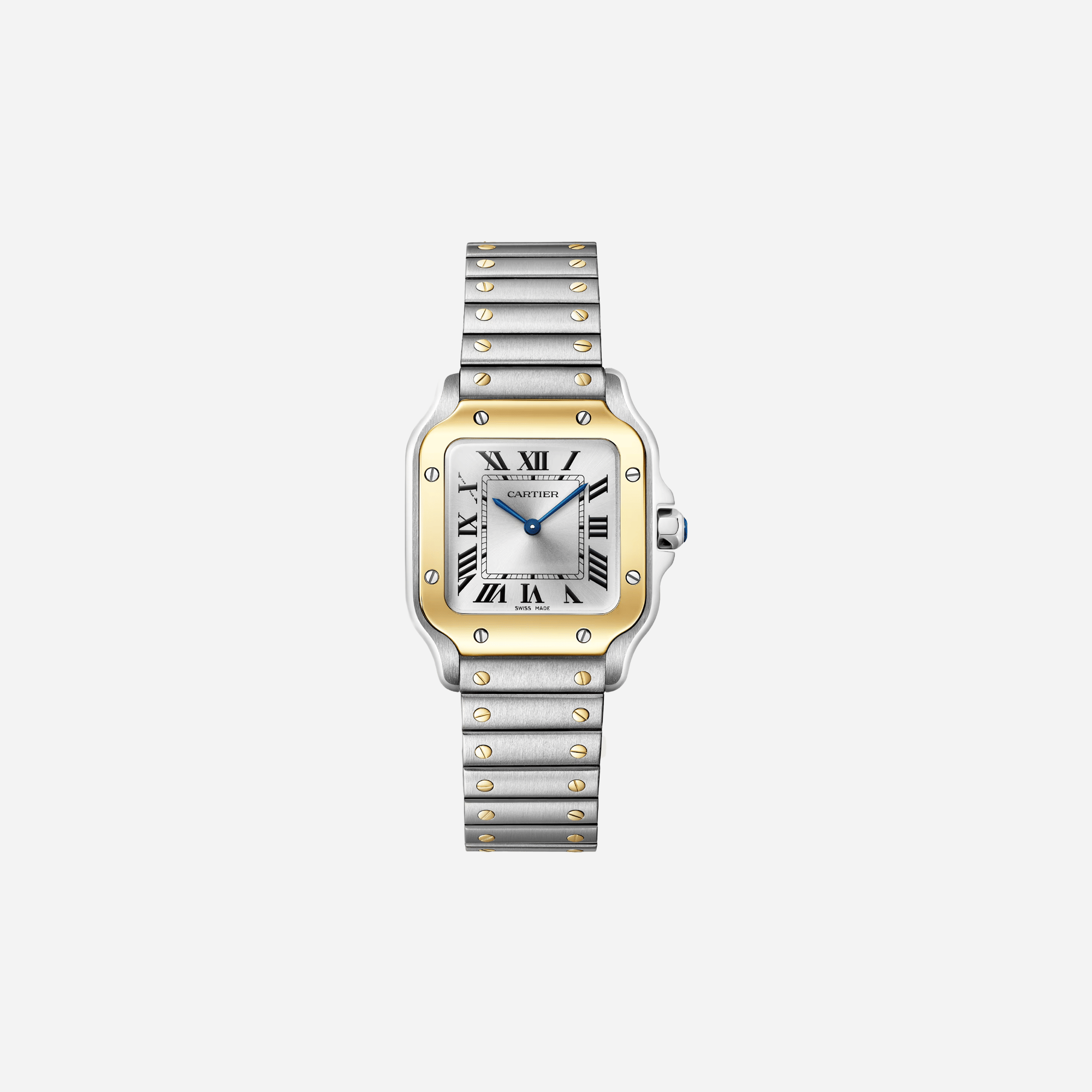 Cartier Santos De Cartier Silver Dial Gold And Steel Strap Watch - W2SA0033