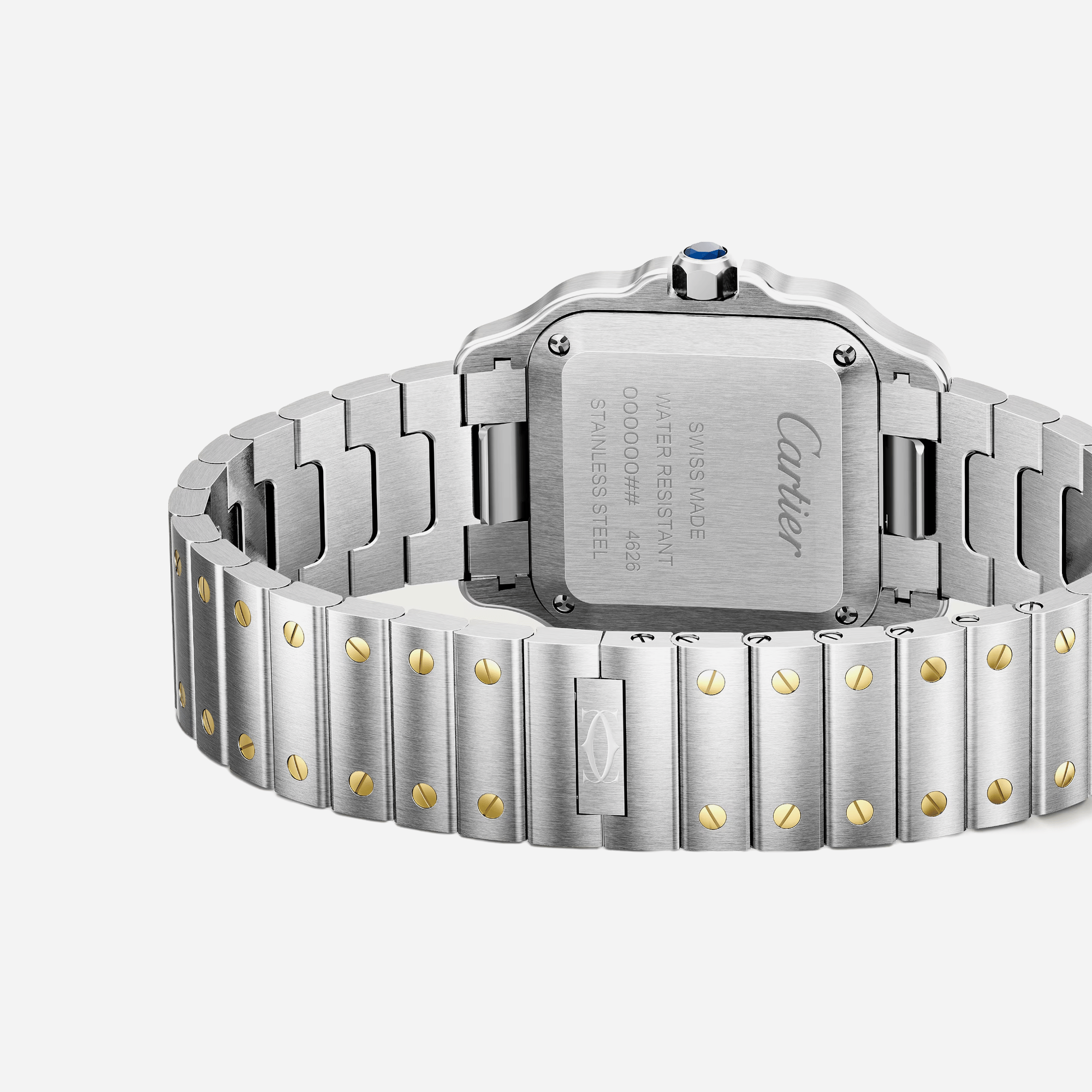 Cartier Santos De Cartier Silver Dial Gold And Steel Strap Watch - W2SA0033