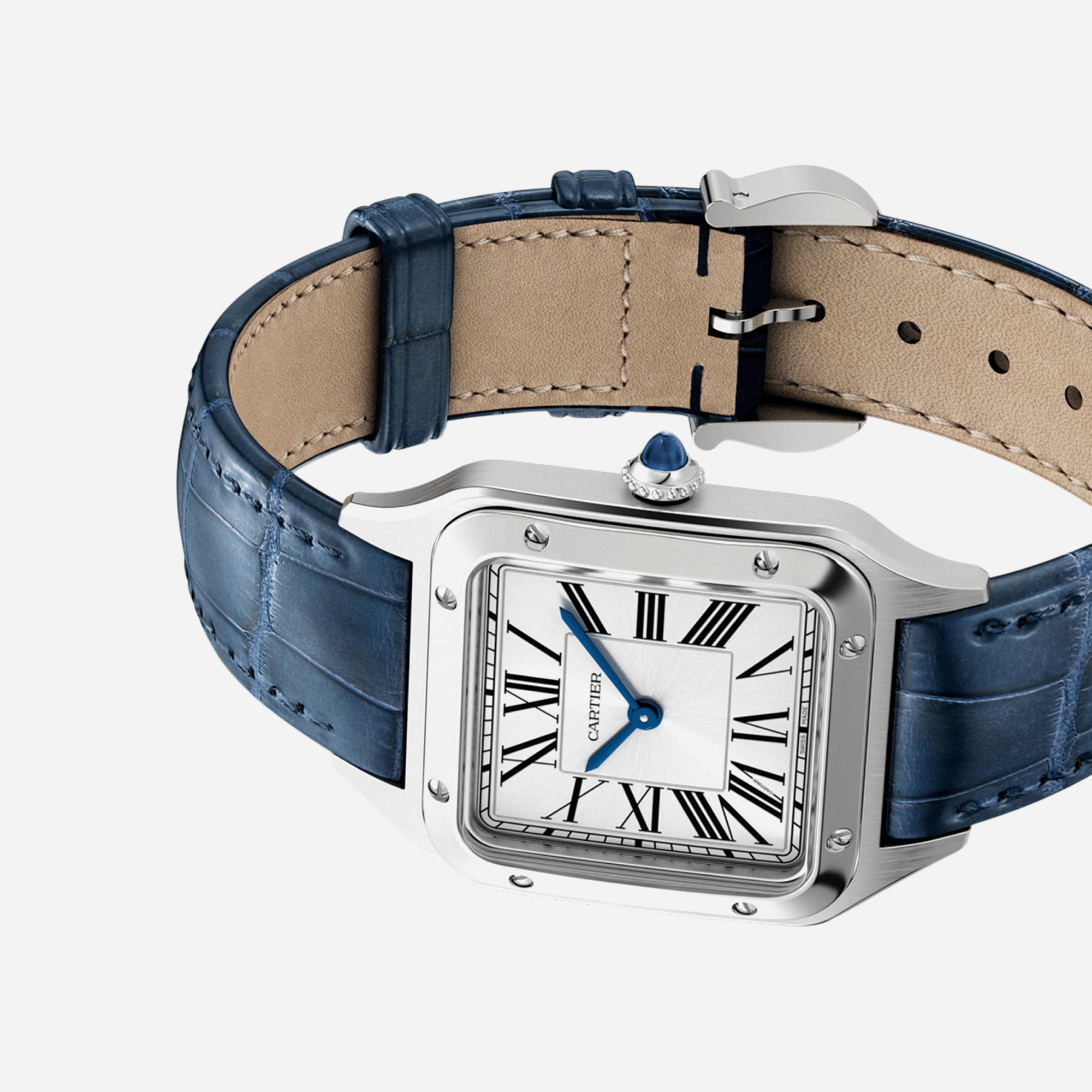 Cartier Santos Dumont Silver Dial Leather Strap Watch - WSSA0086
