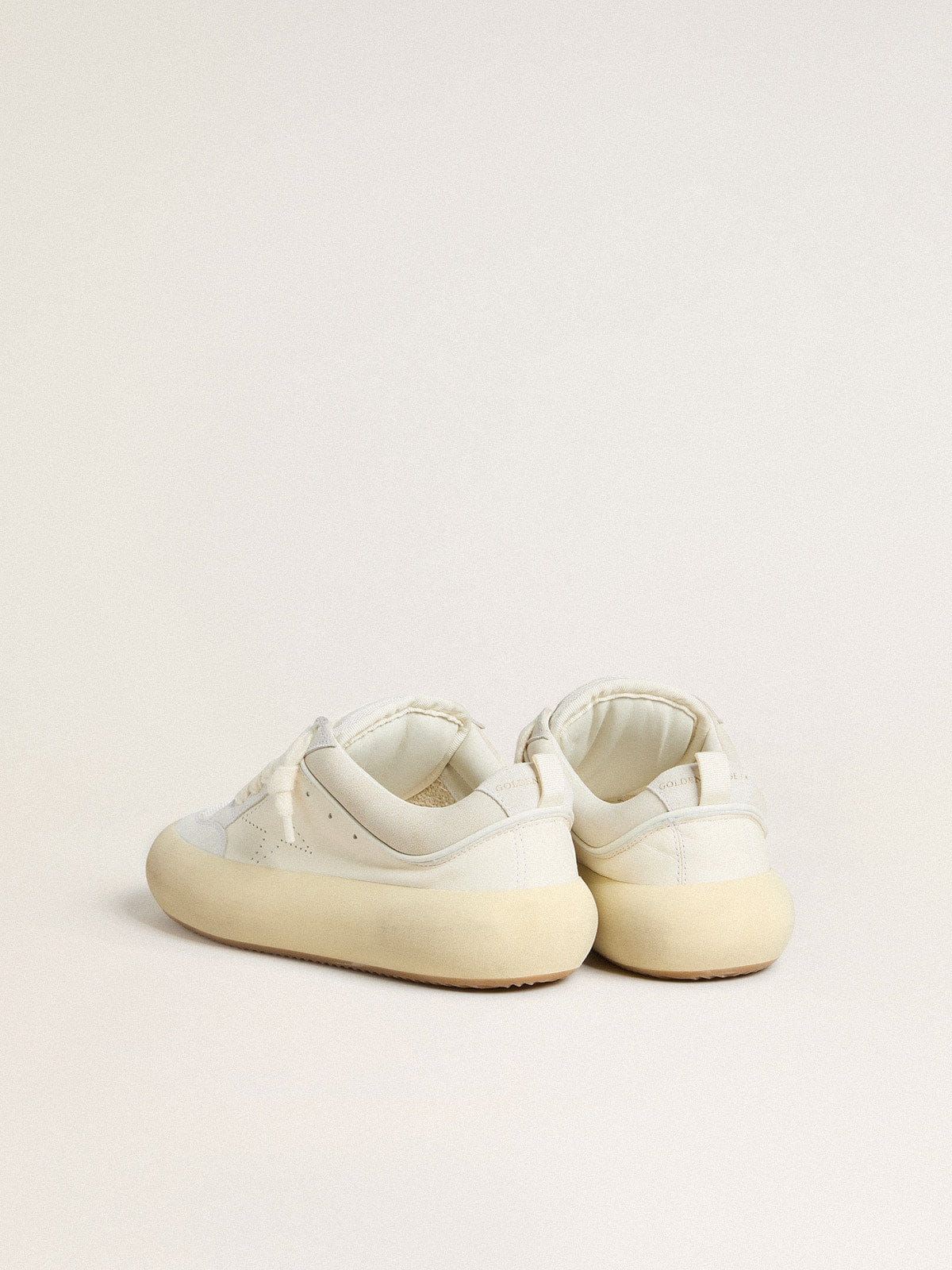 Golden Goose Womens Space-Star Cube In White Leather With Perforated Star Womens