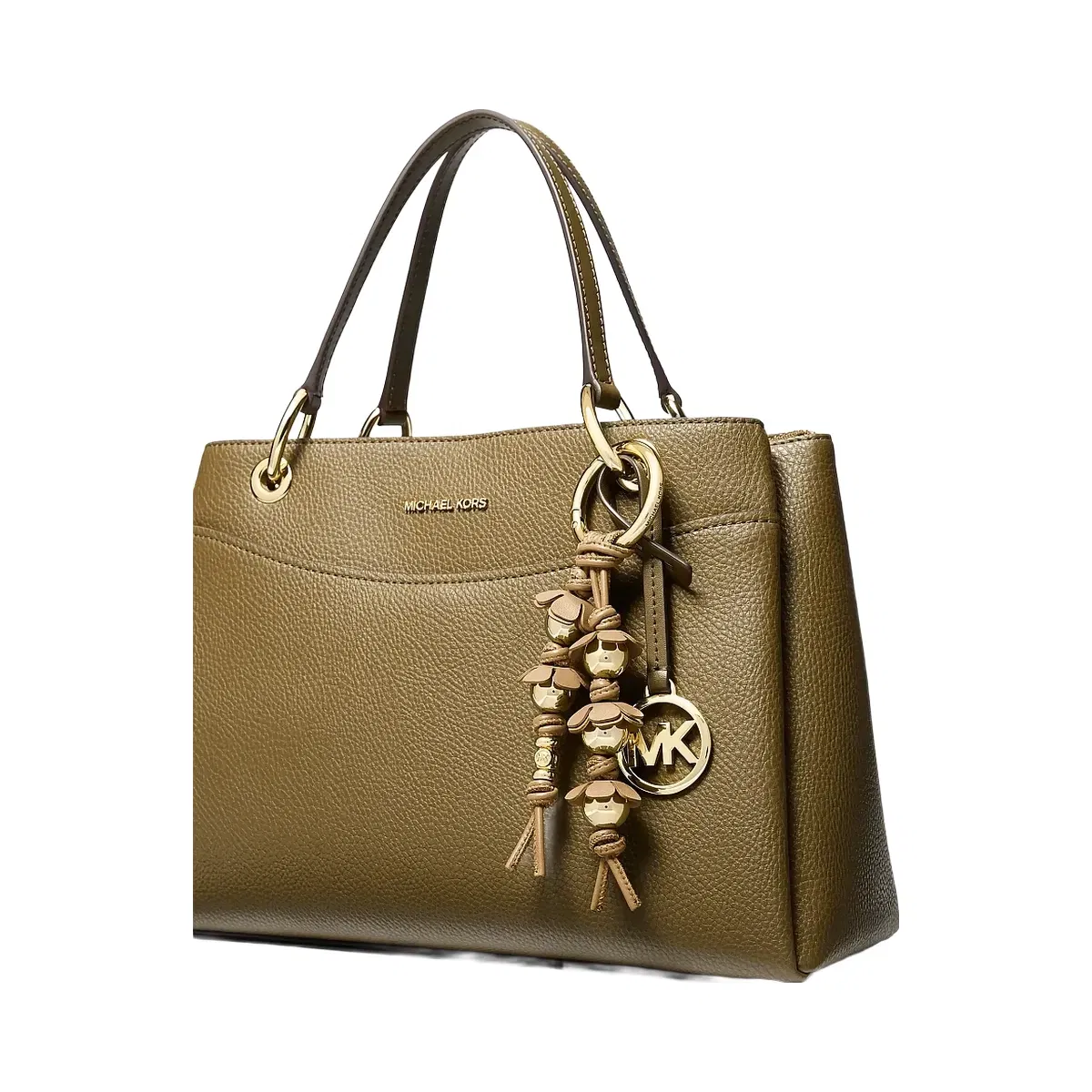 Michael Kors Embellished Floral Bag Charm Khaki