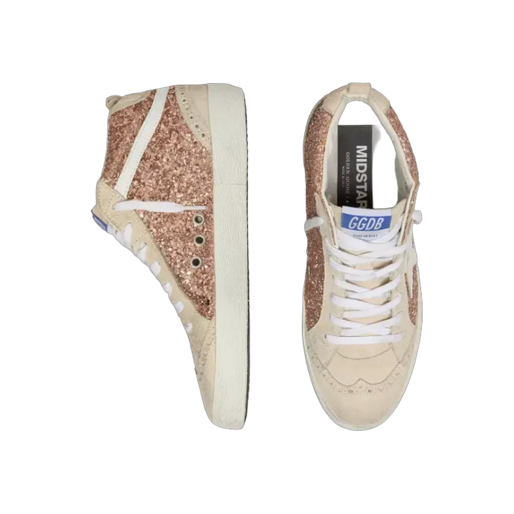 Golden Goose Mid Star With Pink Glitter