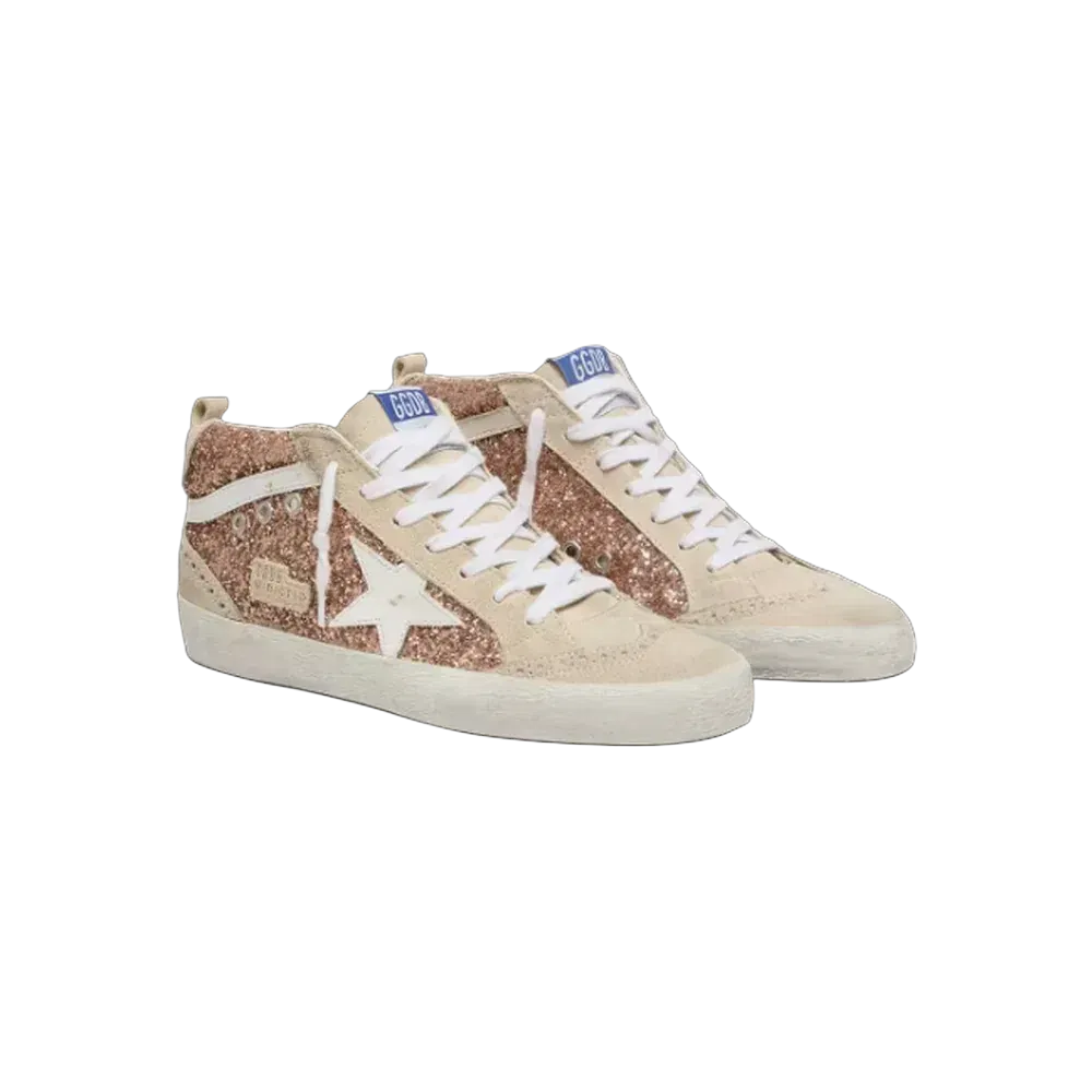 Golden Goose Mid Star With Pink Glitter