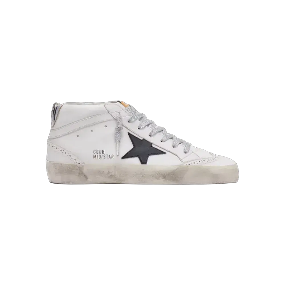Golden Goose Mid Star With Laminated Heel Tab And Glitter Laces