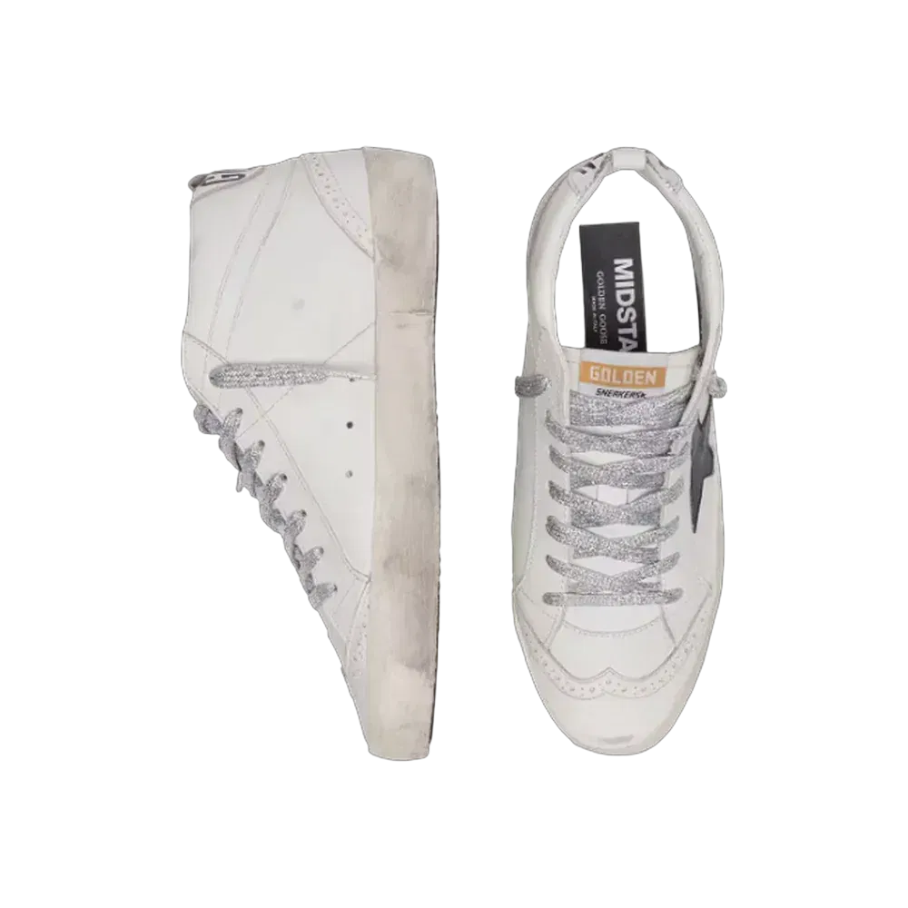 Golden Goose Mid Star With Laminated Heel Tab And Glitter Laces