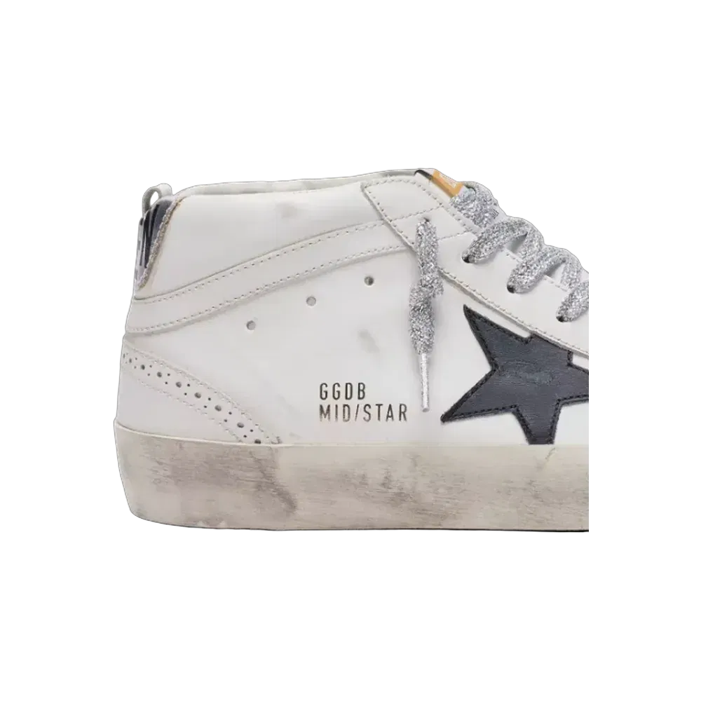 Golden Goose Mid Star With Laminated Heel Tab And Glitter Laces