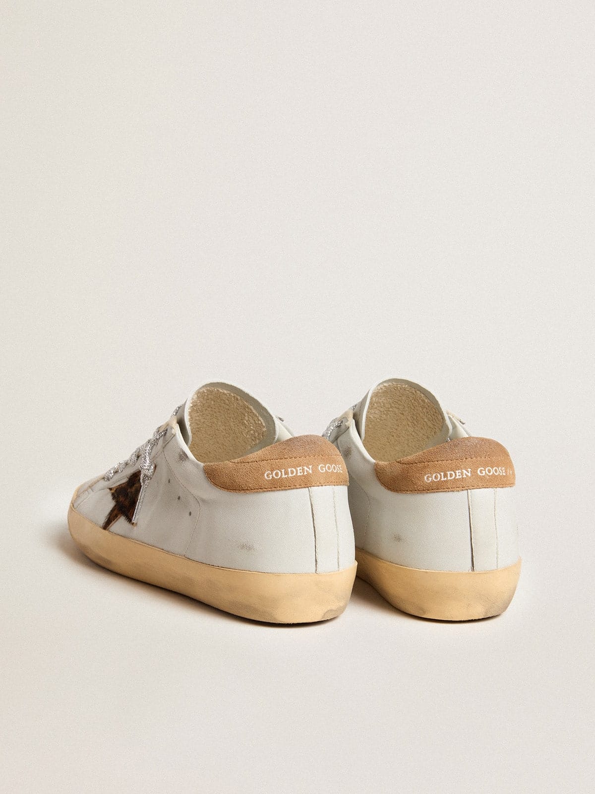 Golden Goose Womens Super-Star In Nappa Leather With Pony Skin Star And Suede Heel Tab Womens