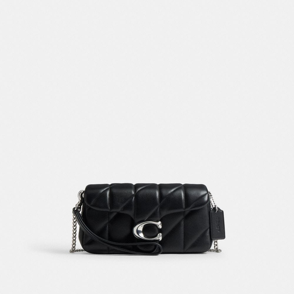 Coach Tabby Chain Crossbody Bag 19 With Quilting Silver Black