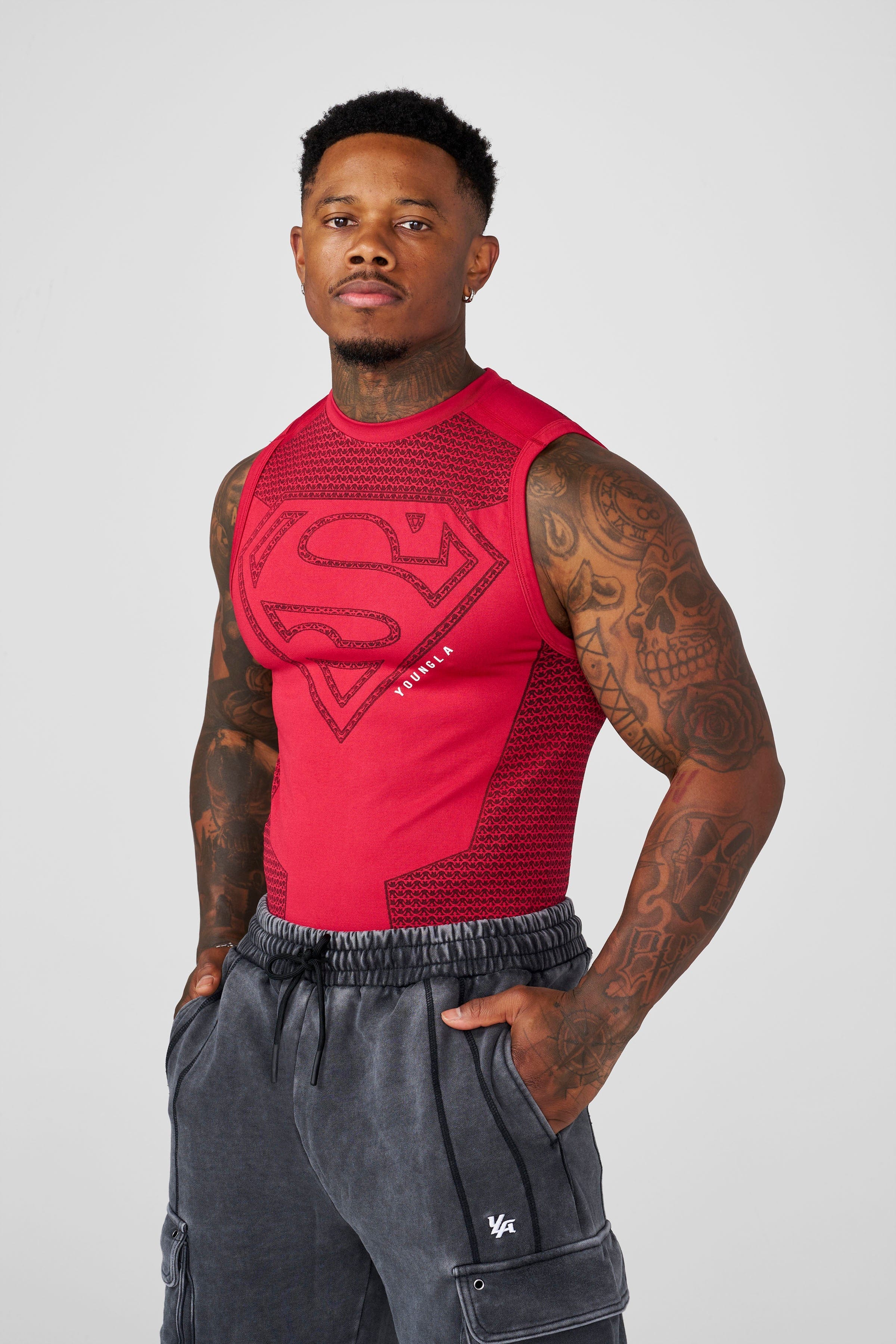 YoungLA 3047 Superman Compression Tanks Red