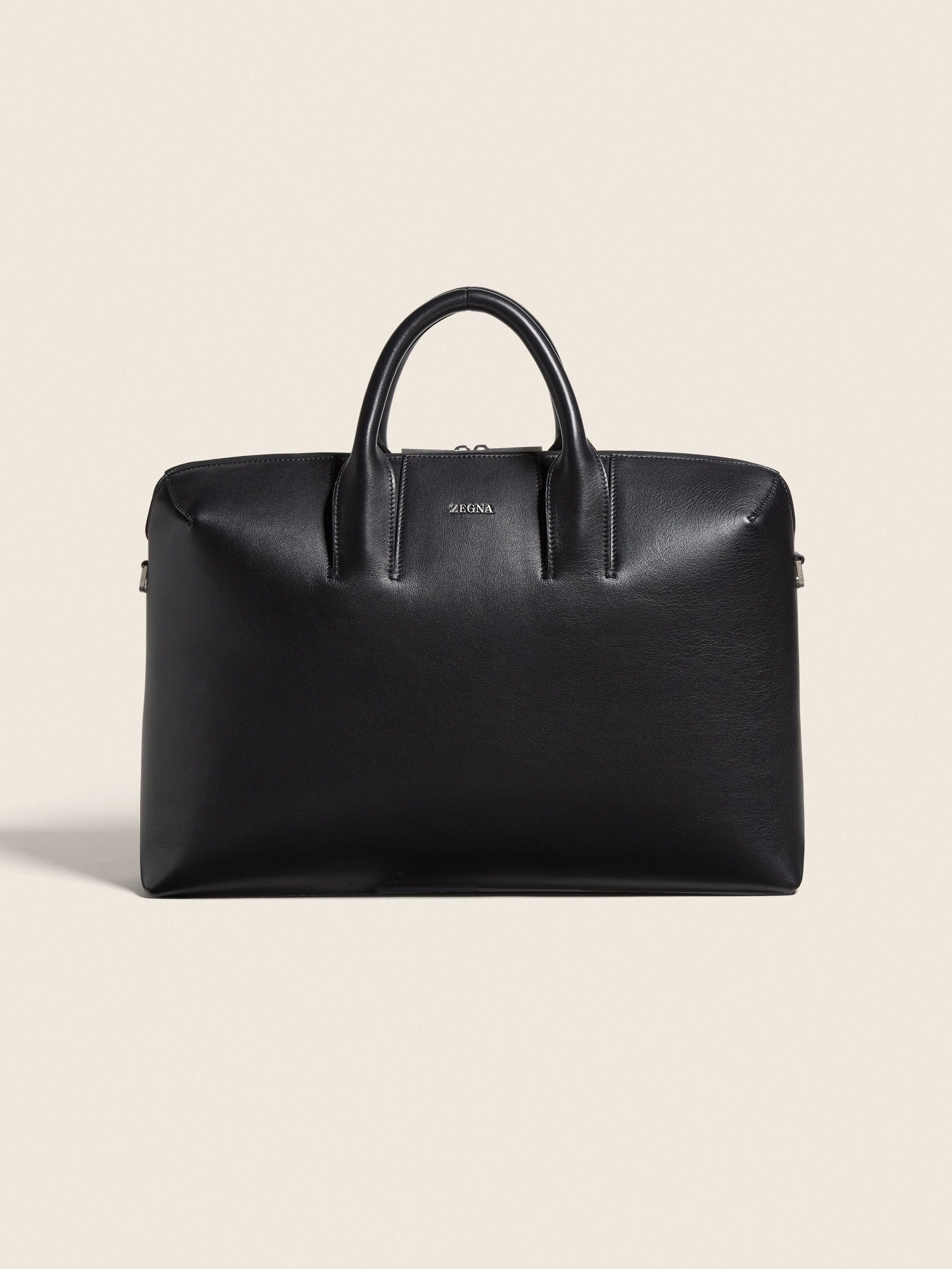Zegna Black Leather Handbag