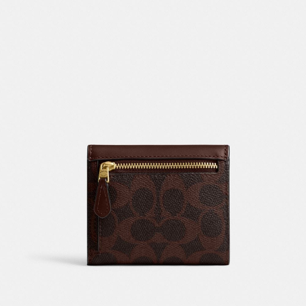 Coach Mila Small Flap Wallet In Signature Canvas Brass Maple