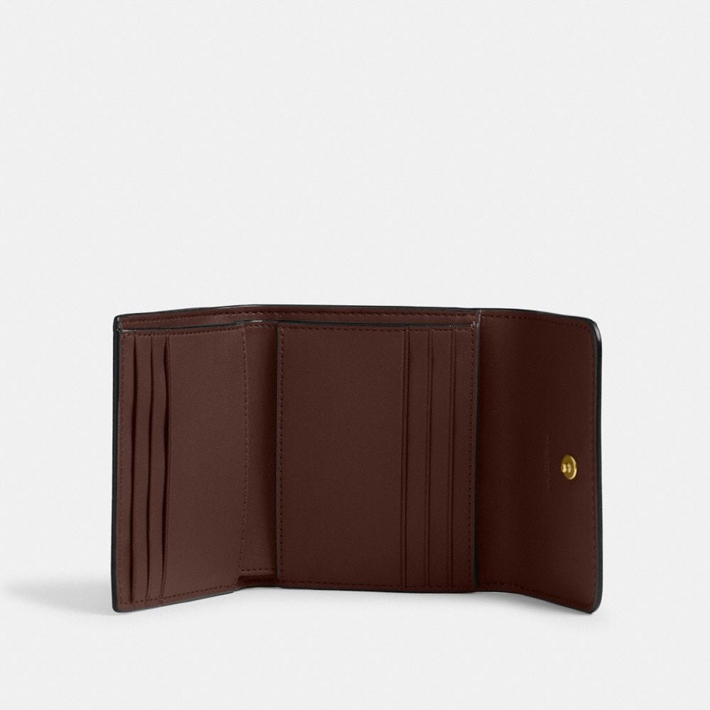 Coach Mila Small Flap Wallet In Signature Canvas Brass Maple