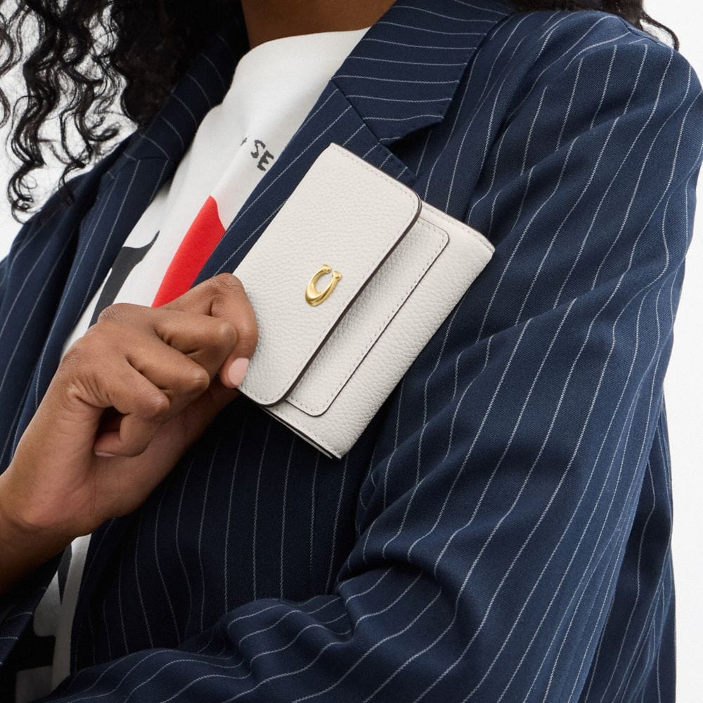 Coach Mila Small Flap Wallet Brass Chalk