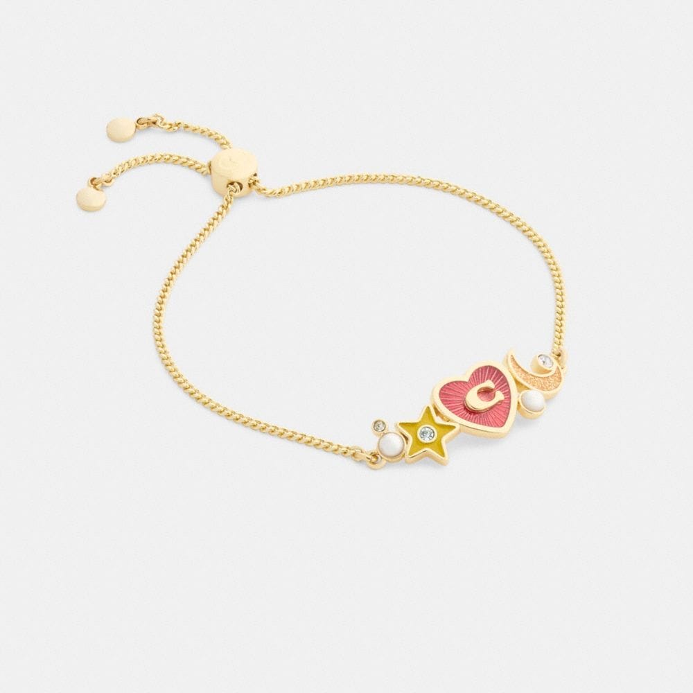 Coach Celestial Stars And Hearts Slider Bracelet Gold Multi